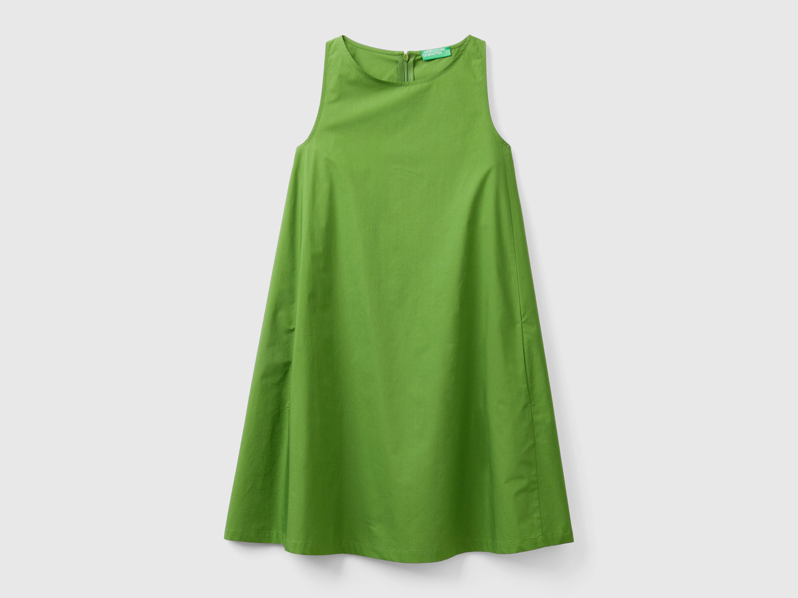 Abito smanicato a trapezio da donna verde militare | Benetton Outlet