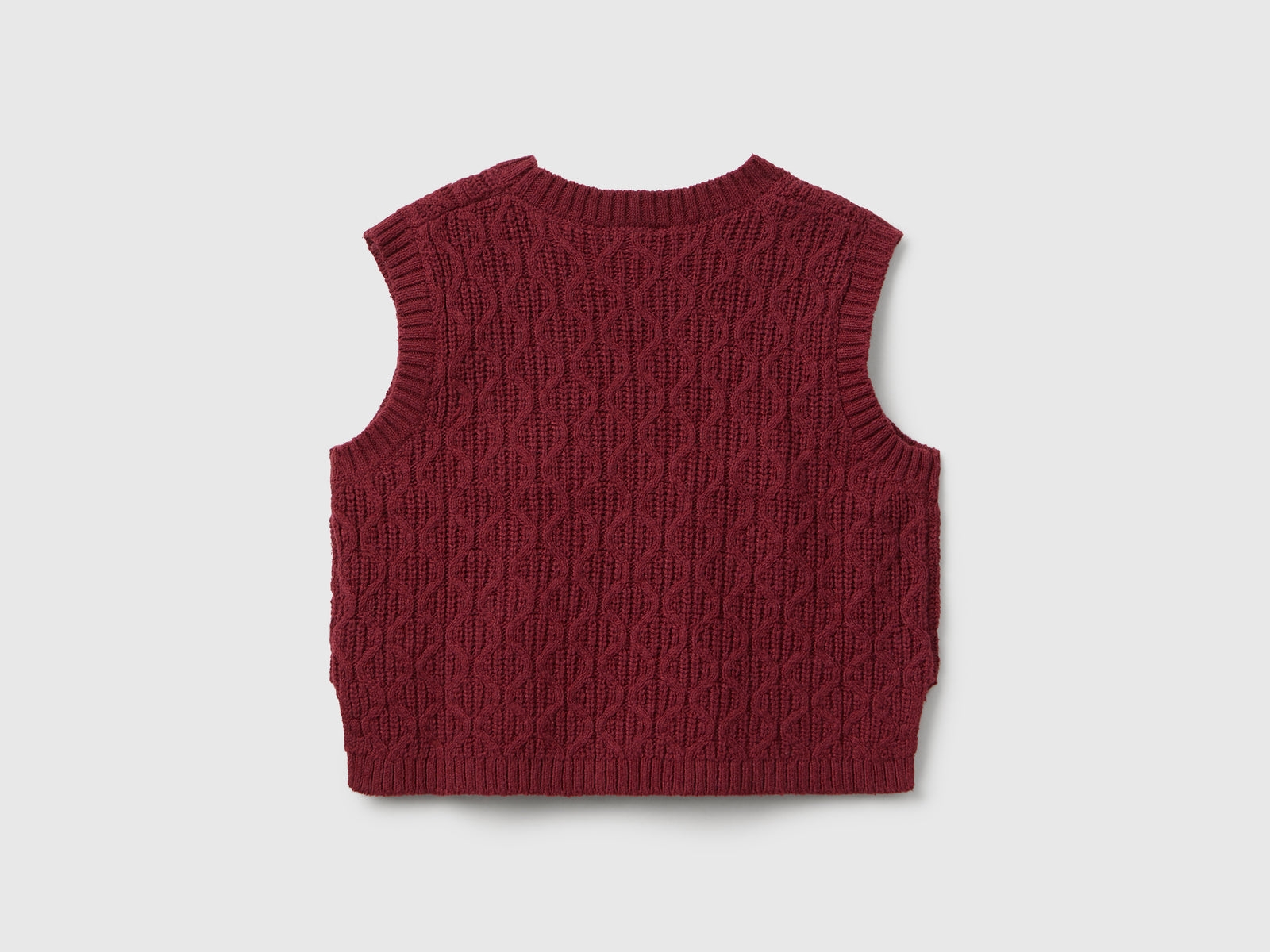 Gilet lavorato da bimba bordeaux 2 | Benetton Outlet