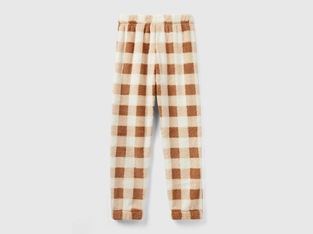Pantaloni a quadri in pelliccetta
