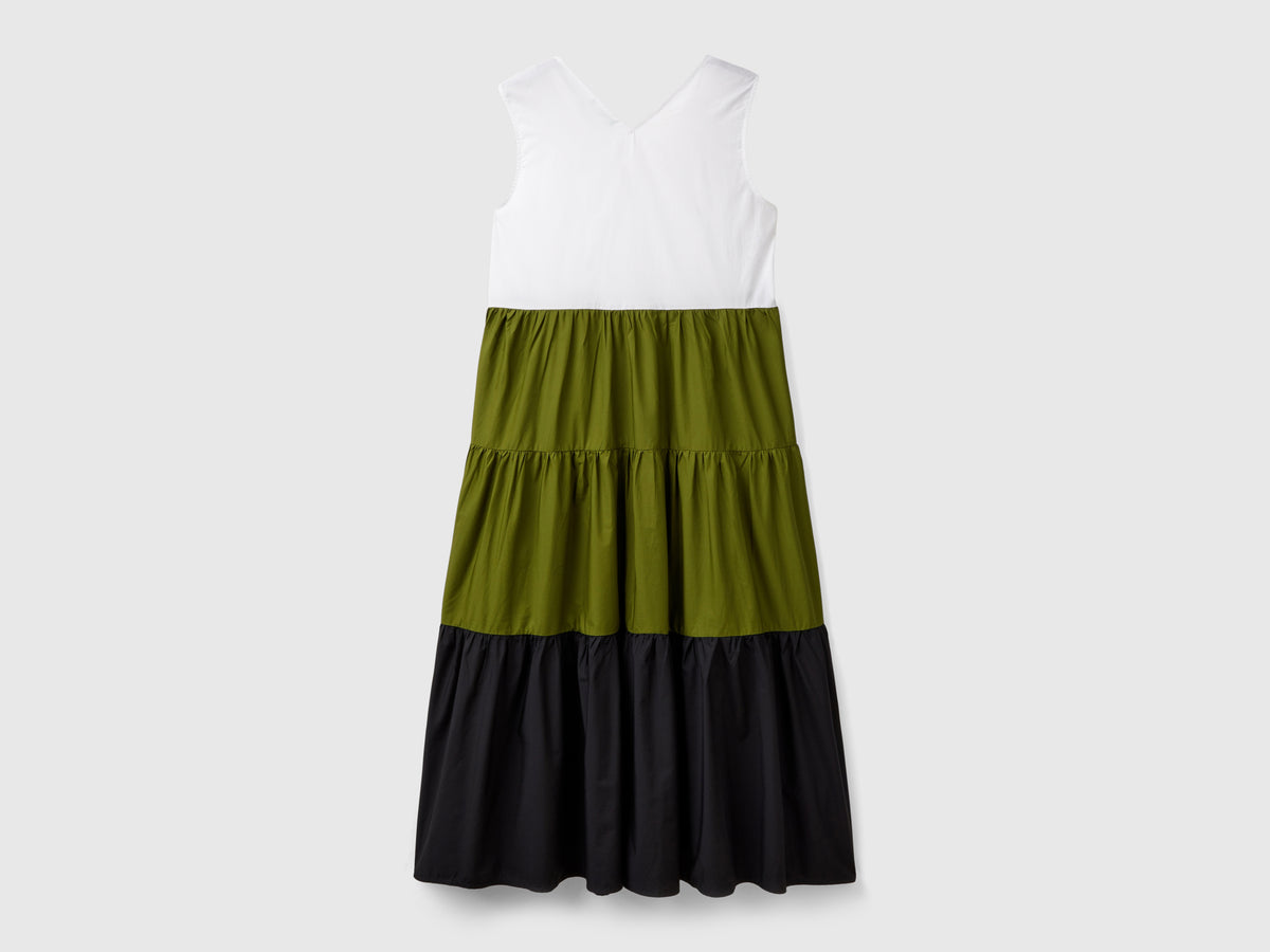 Vestito color block con balze