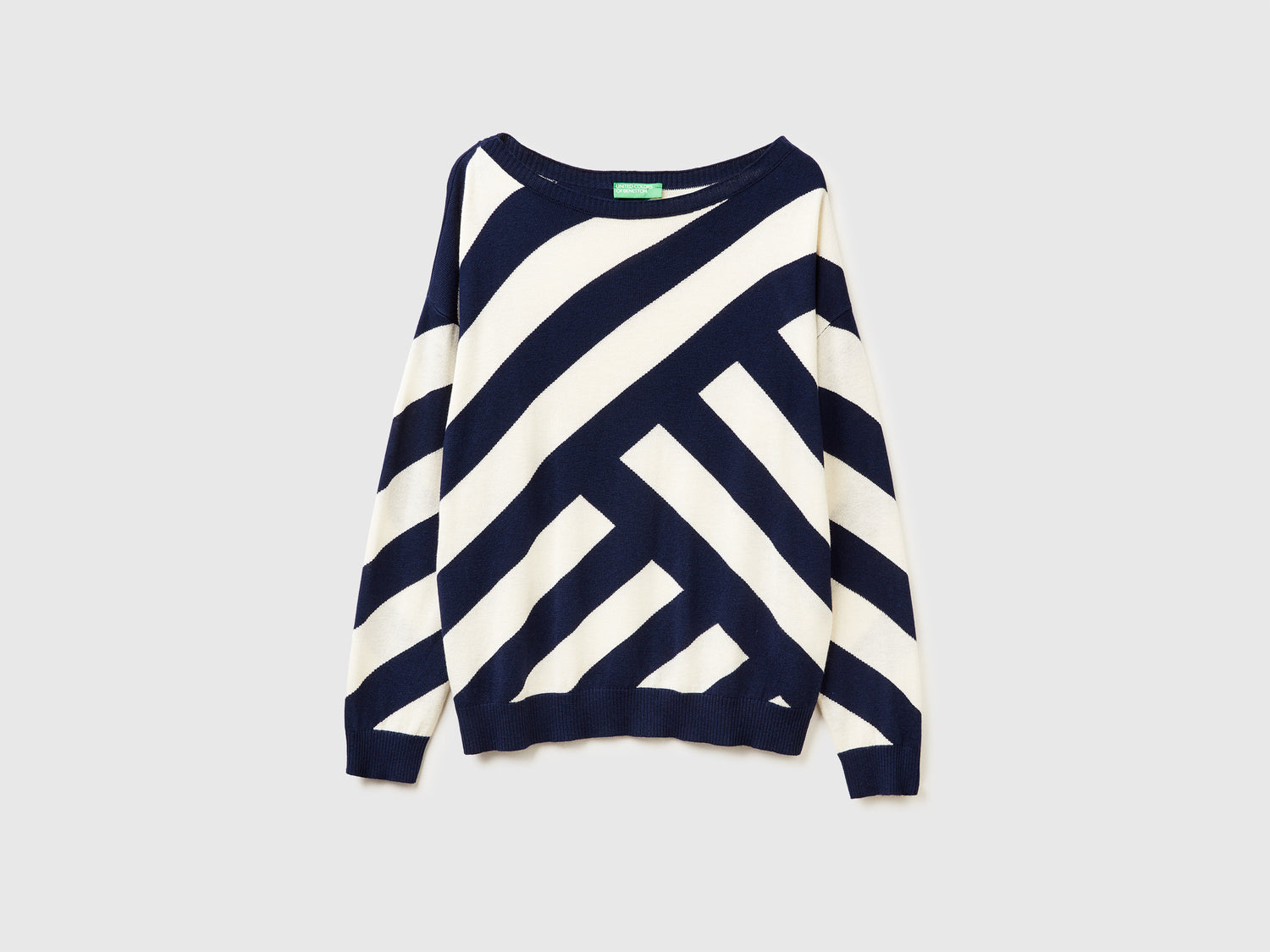 Maglia a righe regimental da donna blu scuro | Benetton Outlet