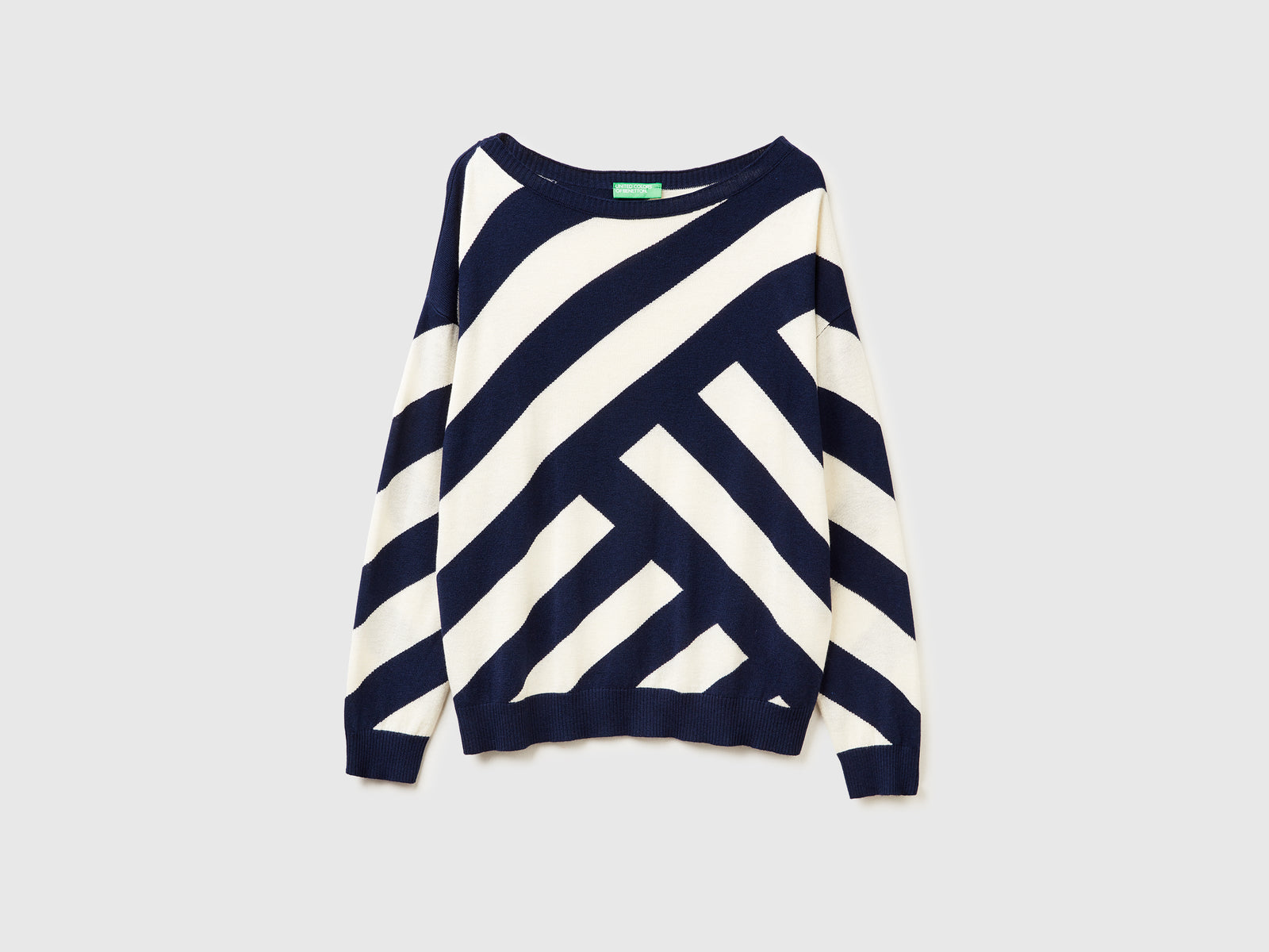 Maglia a righe regimental da donna blu scuro | Benetton Outlet