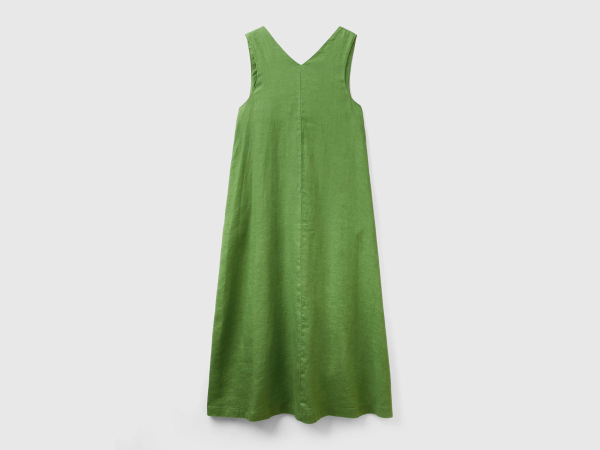 Vestito smanicato in puro lino
