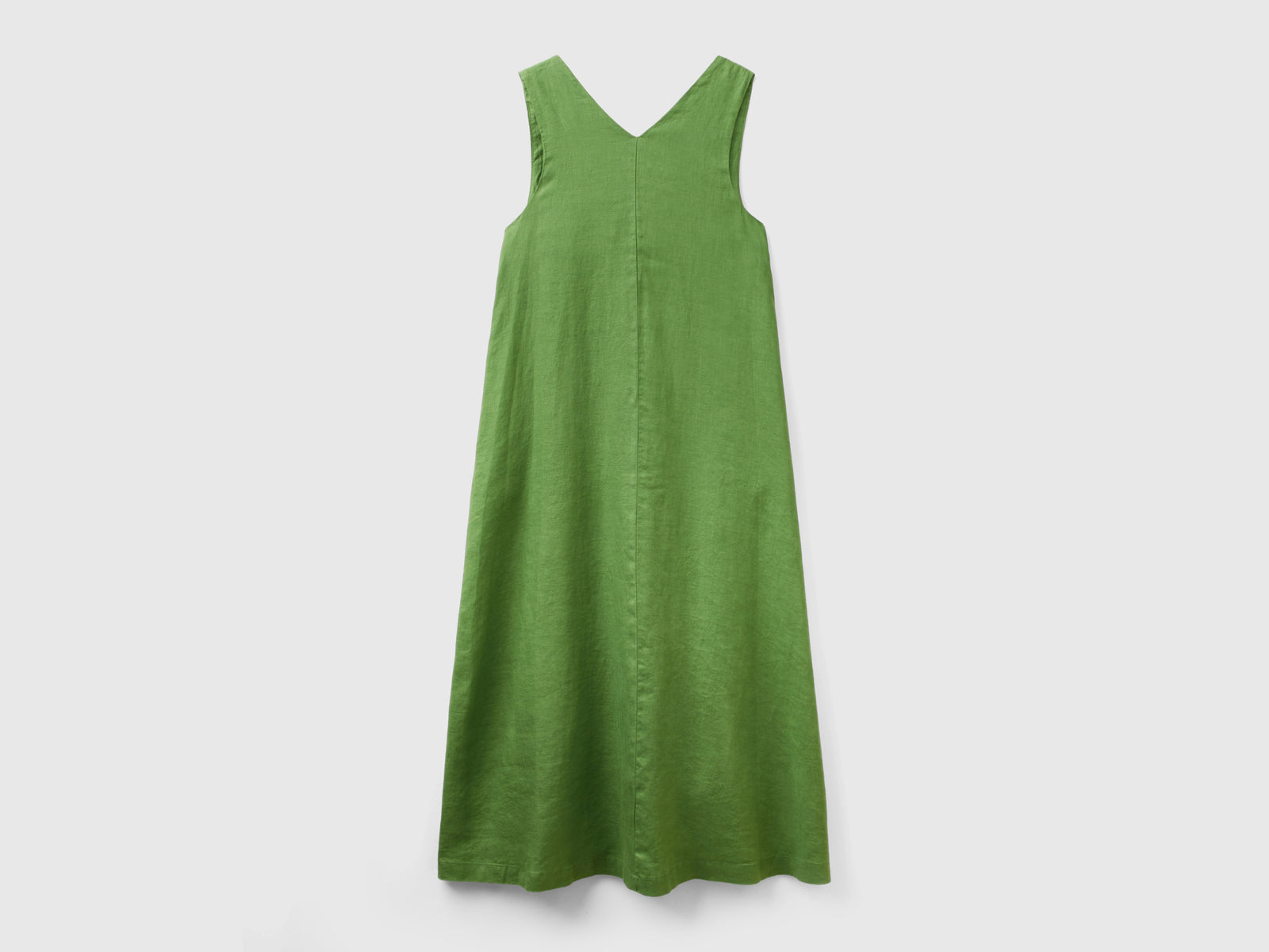 Vestito smanicato in puro lino da donna verde militare 2 | Benetton Outlet