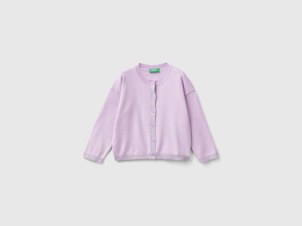 Cardigan con lurex in puro cotone