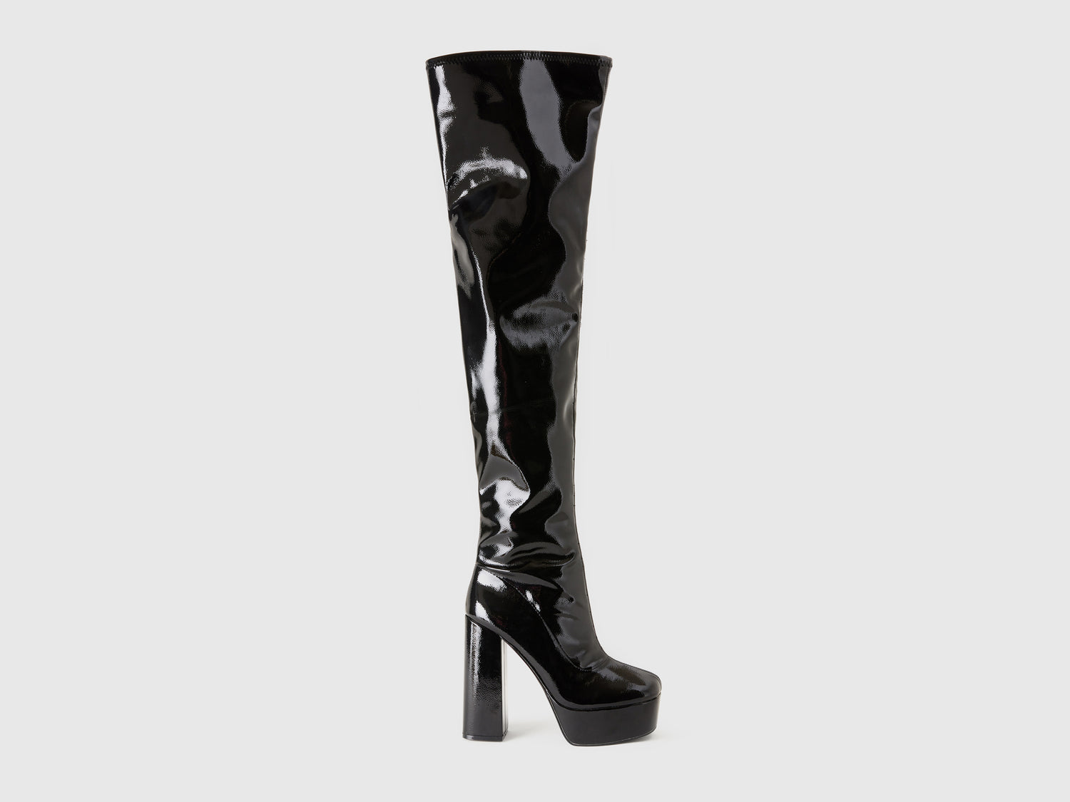 Stivali alti lucido da donna nero | Benetton Outlet
