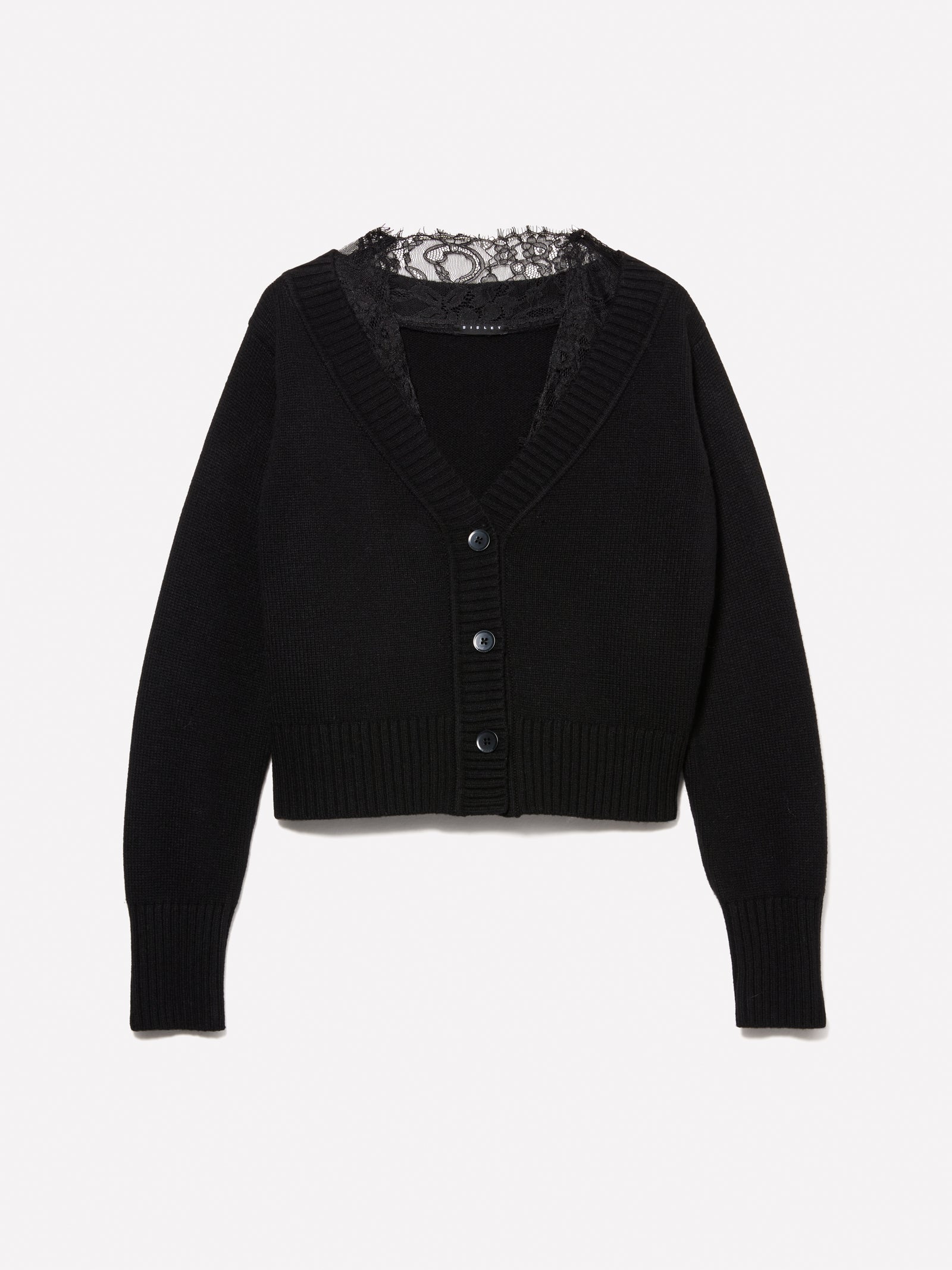 Cardigan con pizzo da donna nero | Sisley Outlet