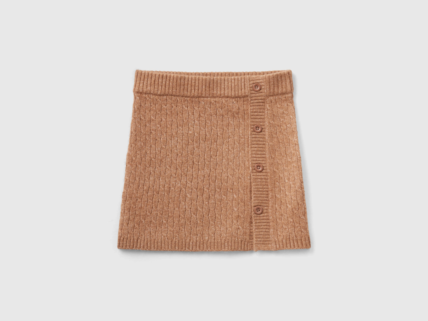 Gonna con trecce da bambina cammello | Benetton Outlet