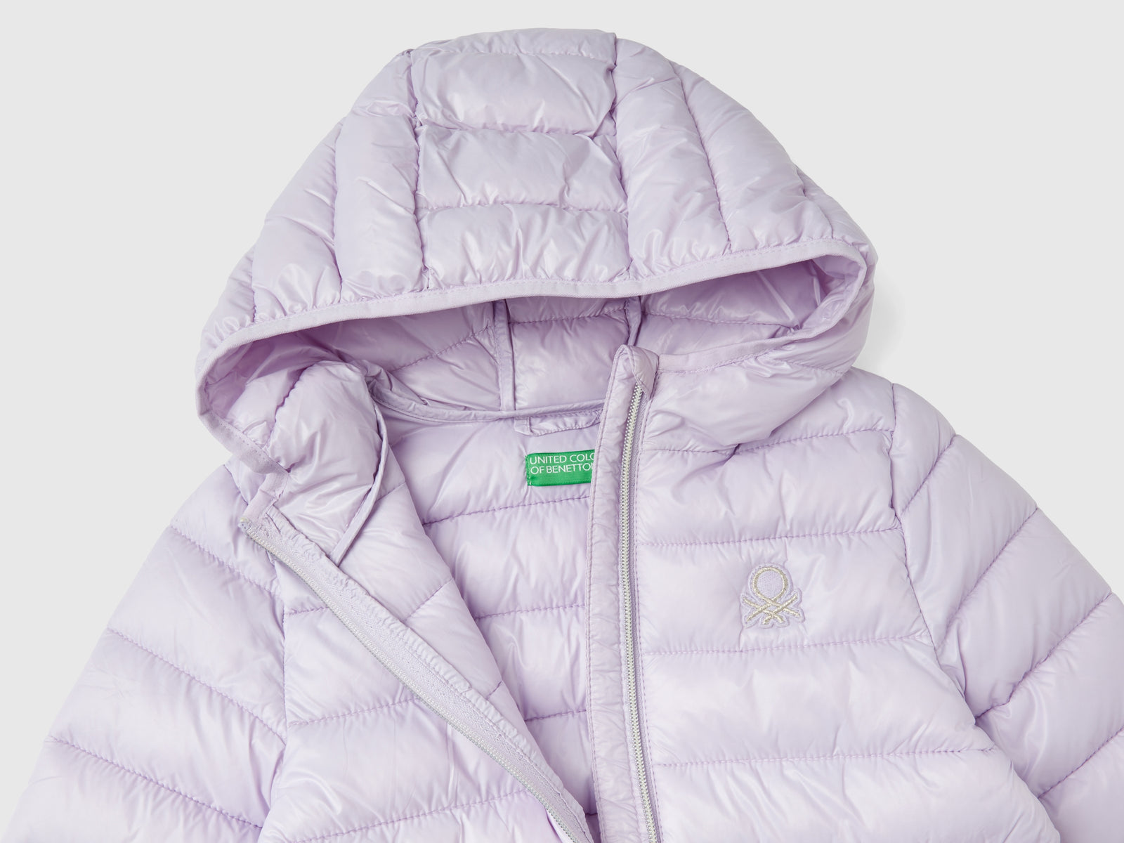 Giubbino imbottito con cappuccio da bambina lilla 3 | Benetton Outlet