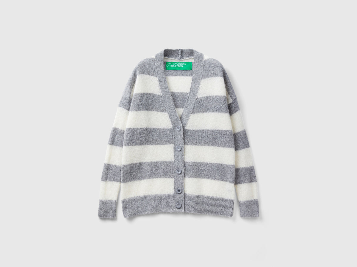 Cardigan a righe in misto alpaca
