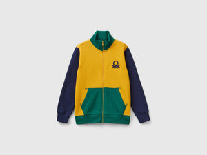 Felpa con zip in puro cotone