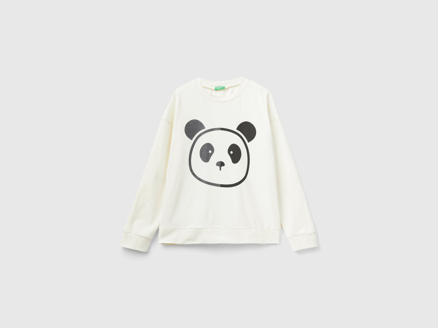 T-shirt con stampa panda da donna bianco panna | Benetton Outlet