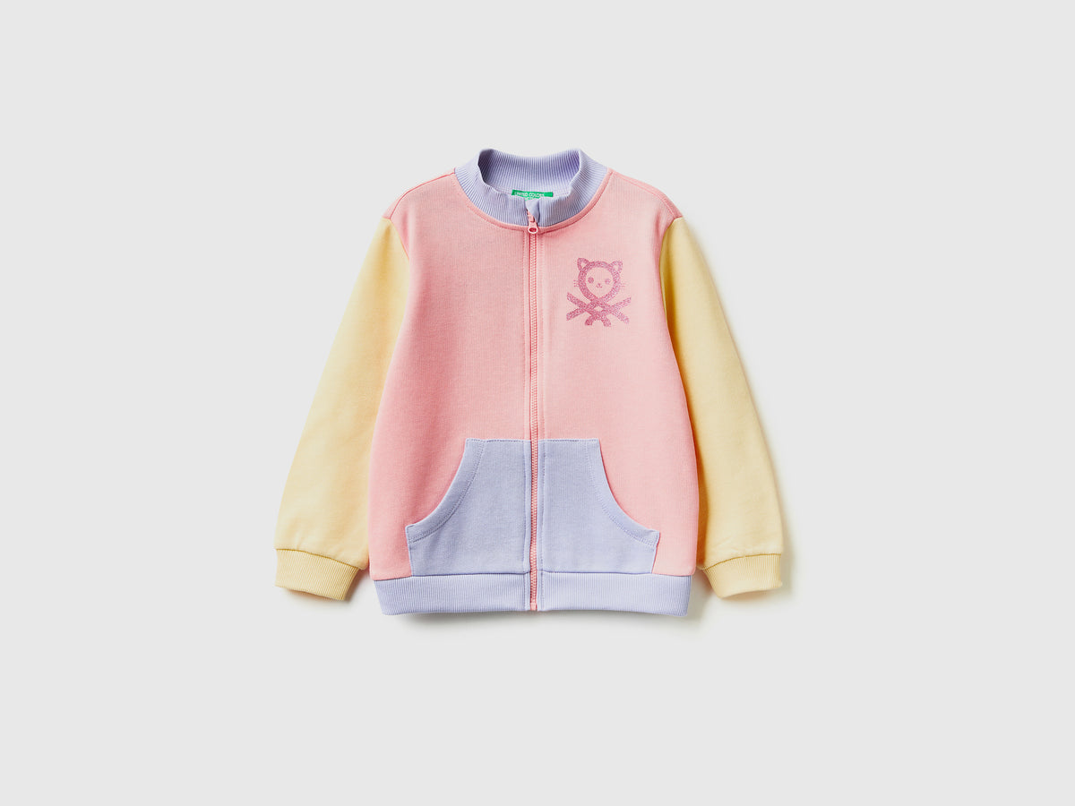 Felpa con zip in cotone bio