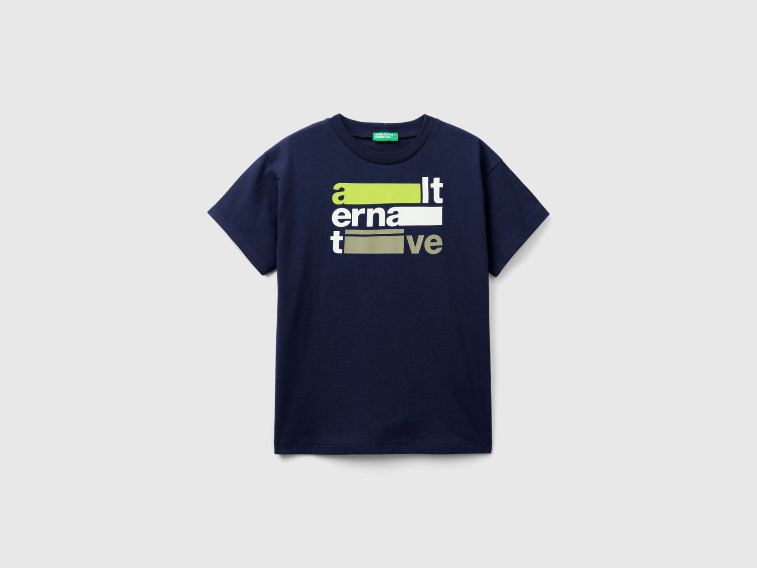 T-shirt manica corta in cotone bio da bambino blu scuro | Benetton Outlet