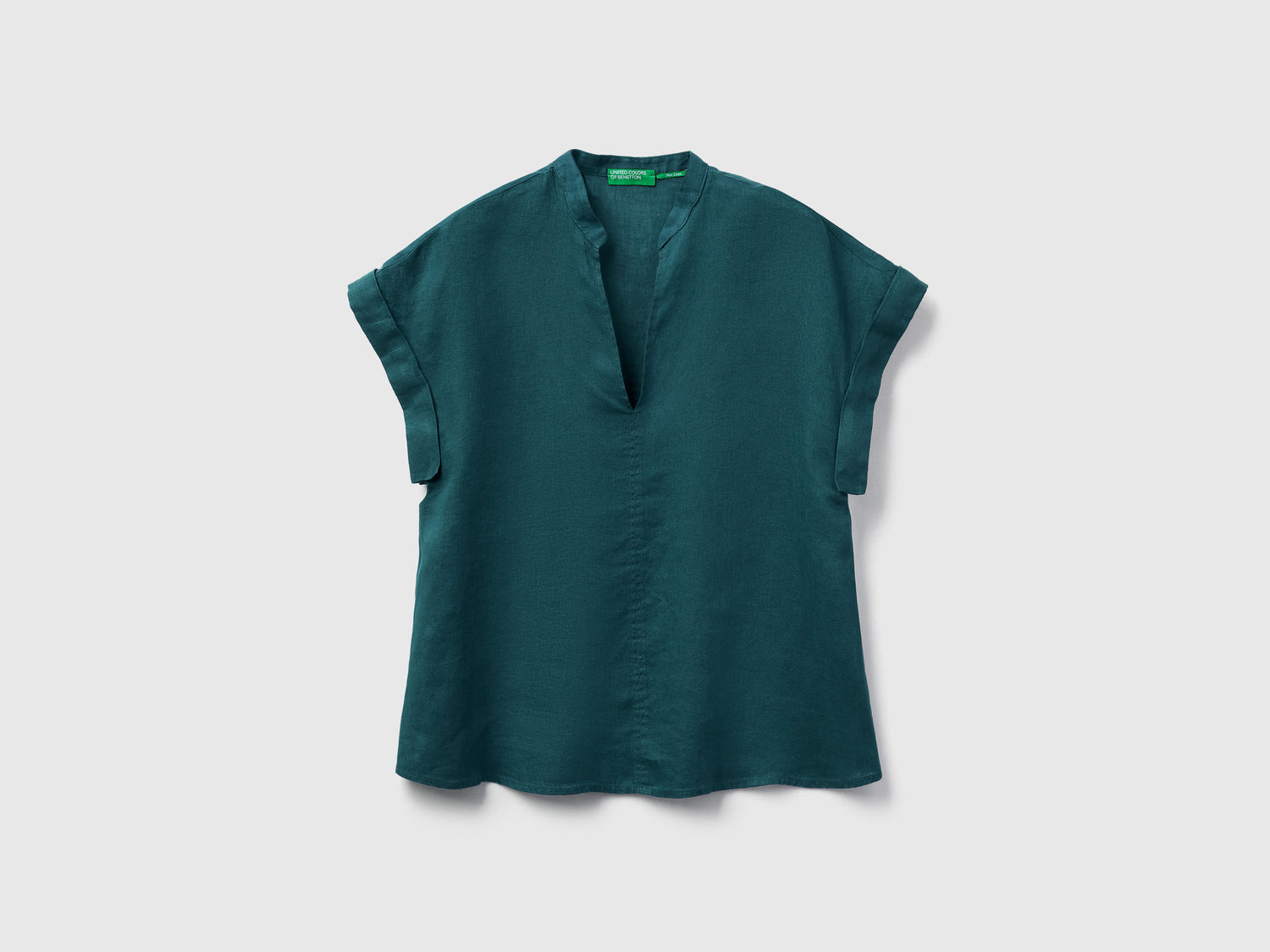Blusa con scollo a V da donna verde scuro | Benetton Outlet