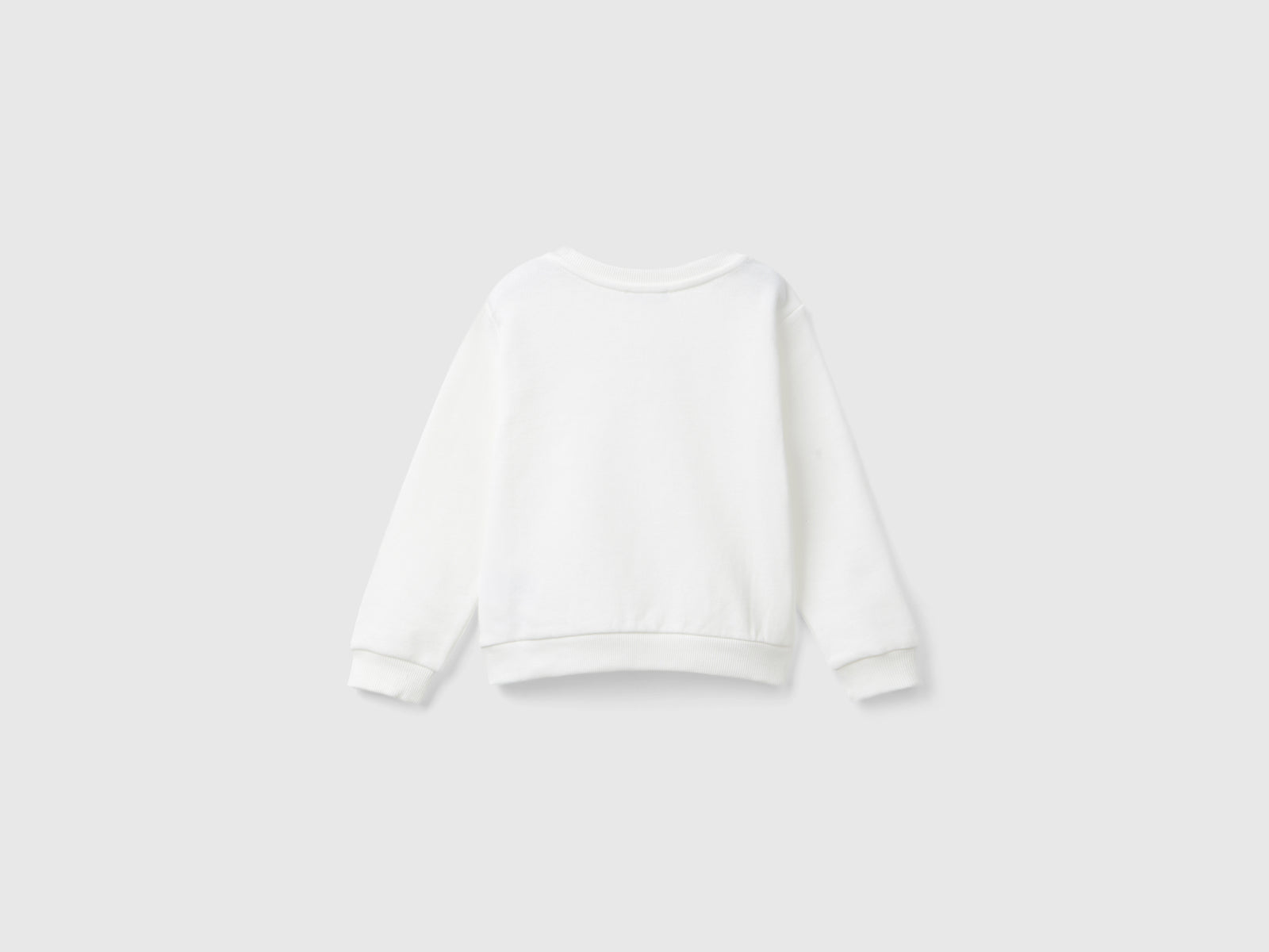 Felpa 100% cotone bio con logo da bimba bianco panna 2 | Benetton Outlet