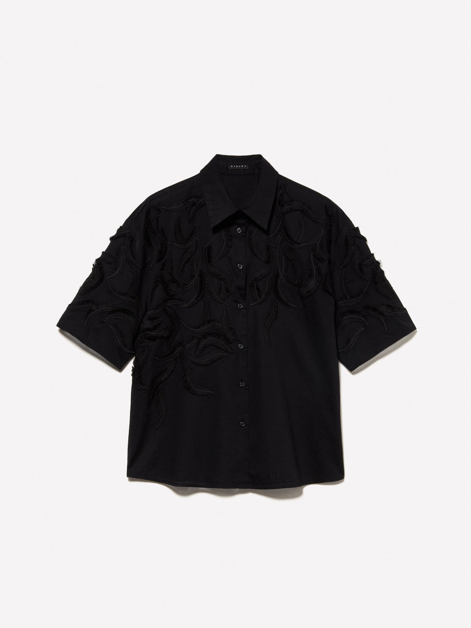 Camicia con ricamo da donna nero | Sisley Outlet