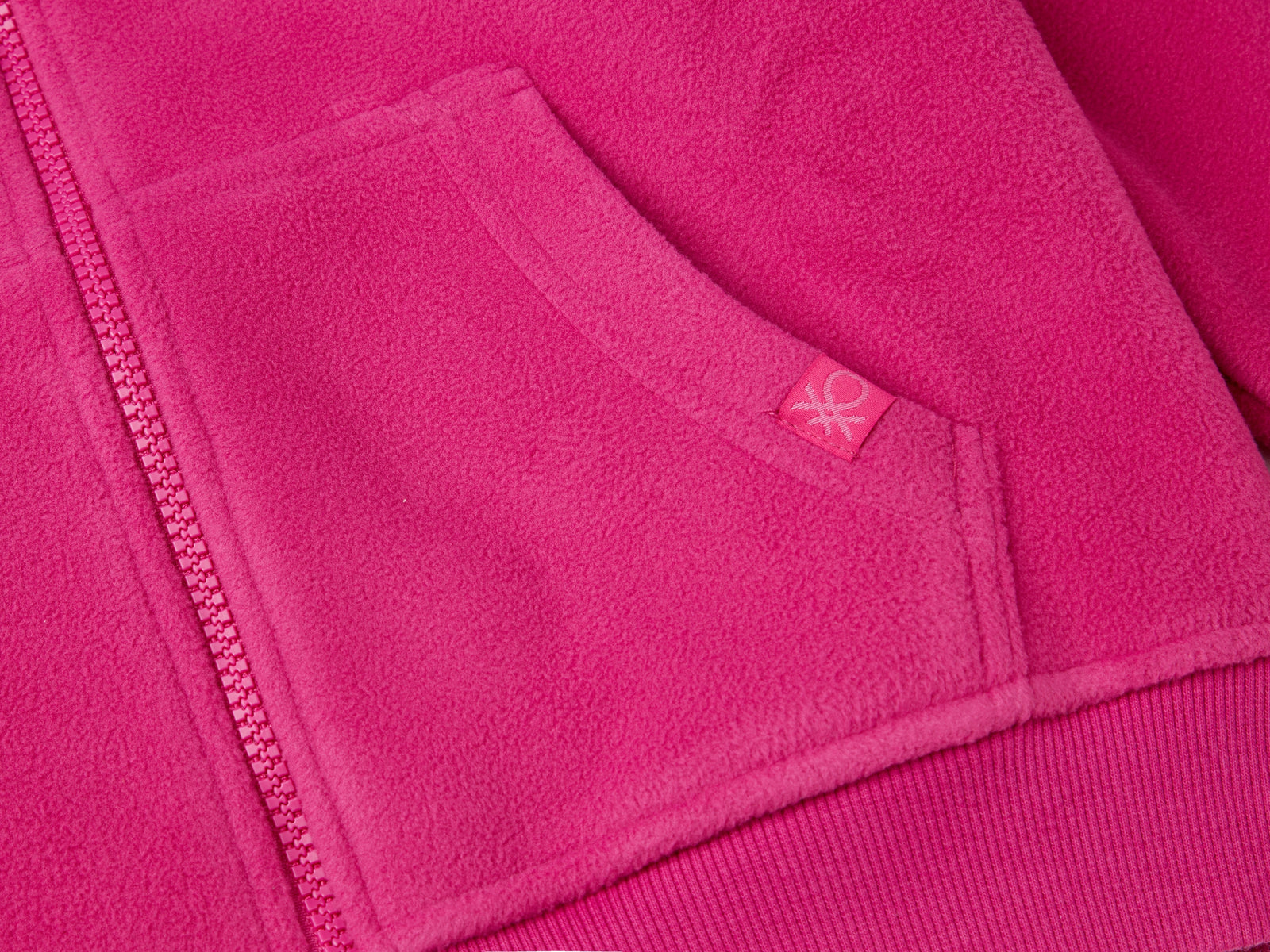 Felpa in pile con cappuccio da bambino fucsia 3 | Benetton Outlet