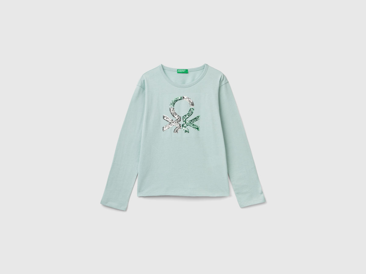 T-shirt in caldo cotone bio con paillettes