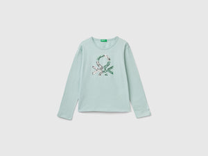 T-shirt in caldo cotone bio con paillettes