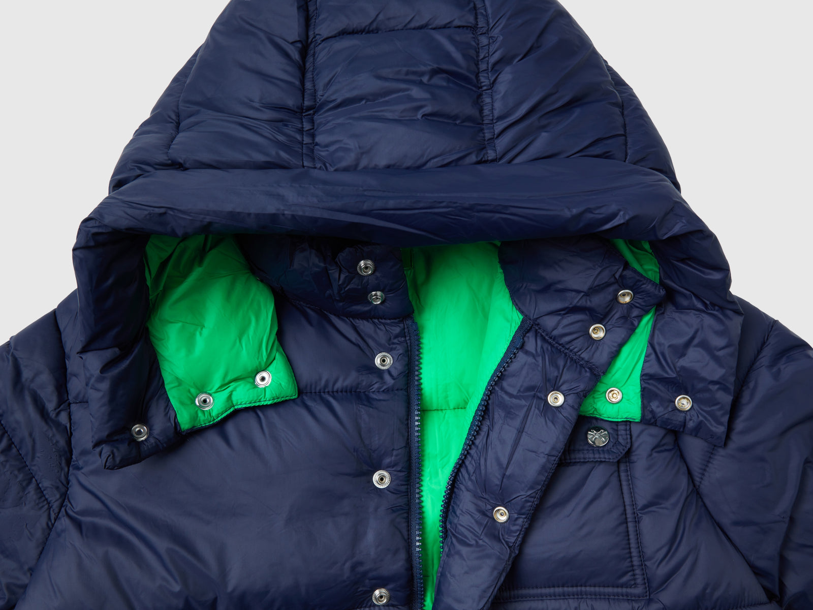 Piumino con cappuccio staccabile da bambino blu scuro 3 | Benetton Outlet