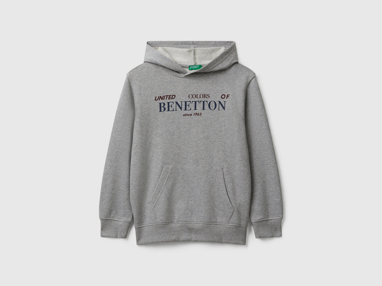 Felpa con cappuccio in cotone da bambino grigio chiaro | Benetton Outlet