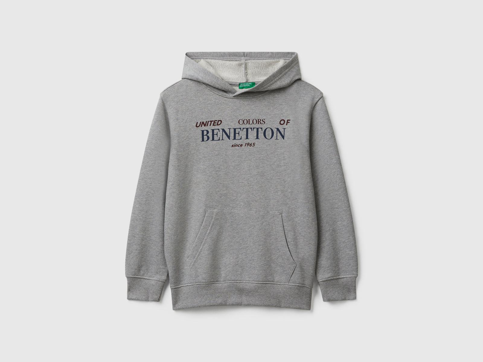 Felpa con cappuccio in cotone da bambino grigio chiaro | Benetton Outlet