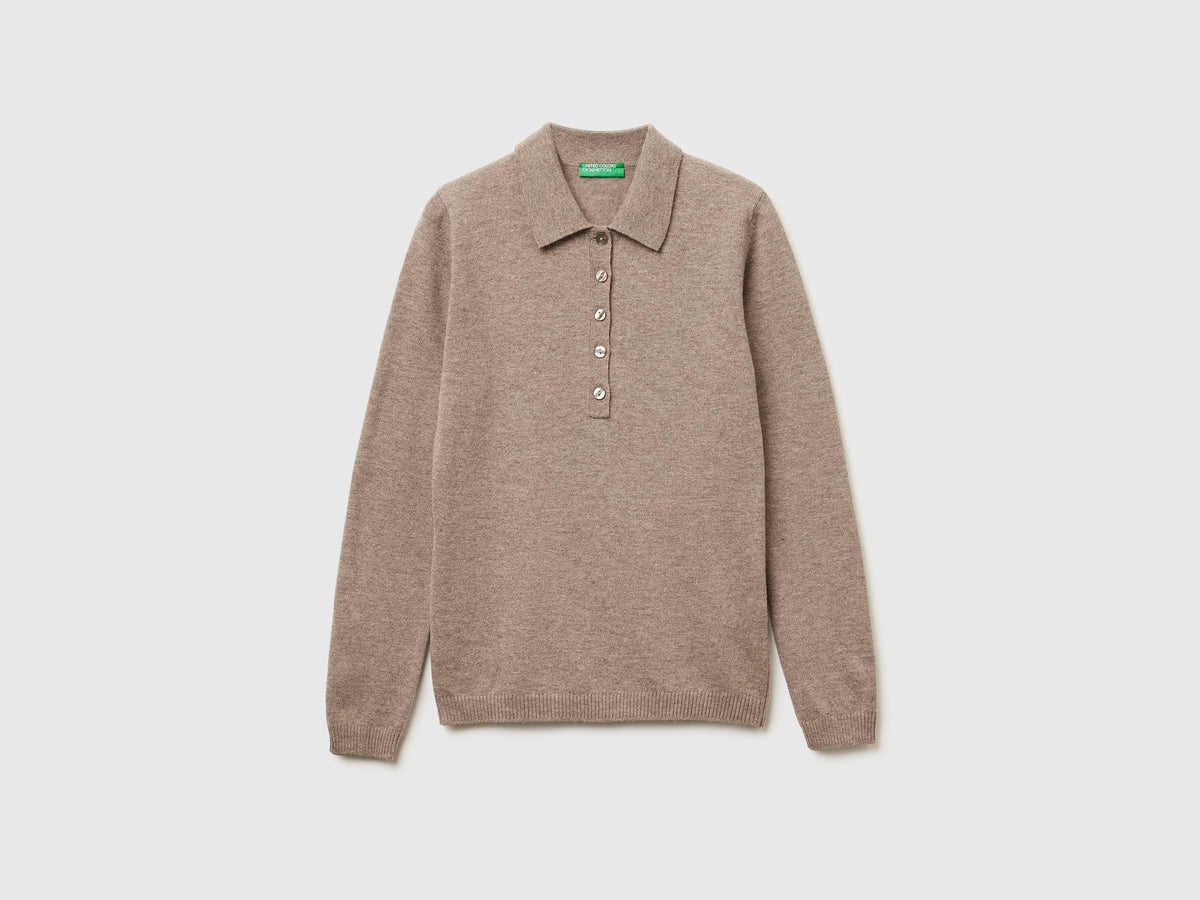 Polo in maglia in misto cashmere