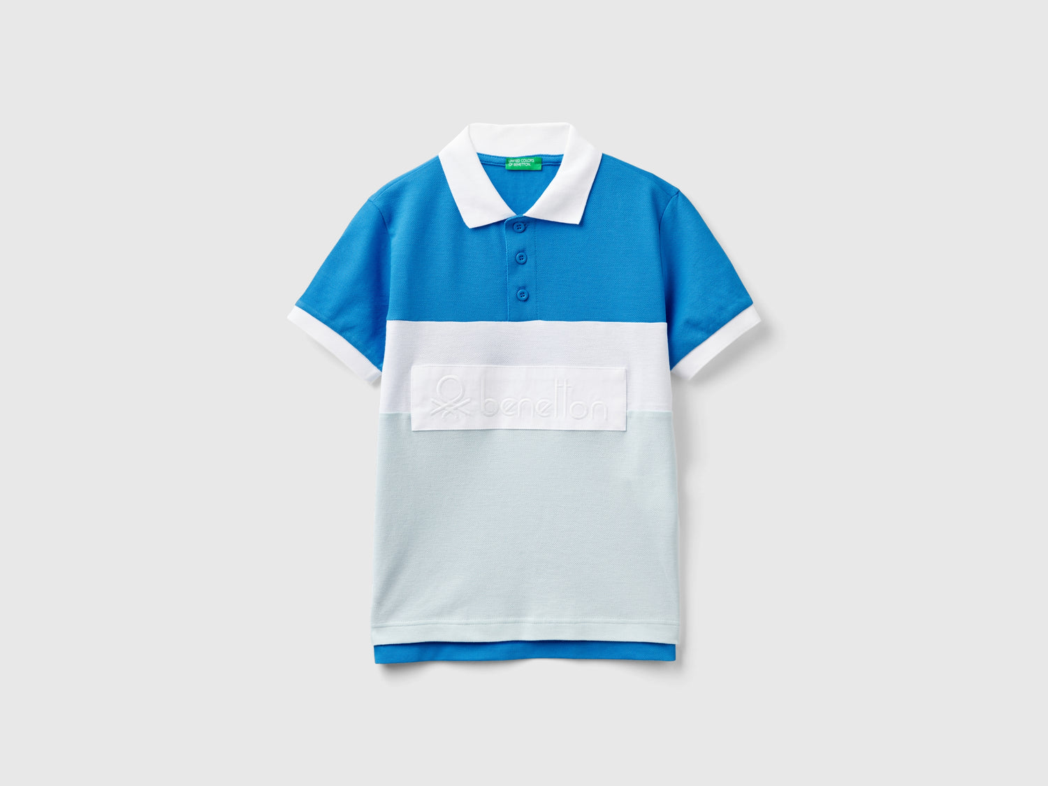 Polo color block in cotone bio da bambino blu | Benetton Outlet