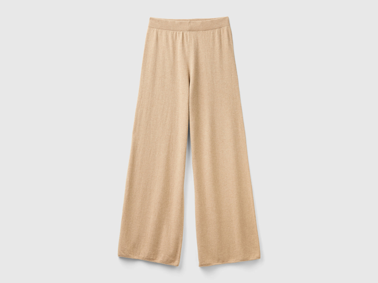Pantaloni ampi in misto lana e cashmere da donna beige | Benetton Outlet