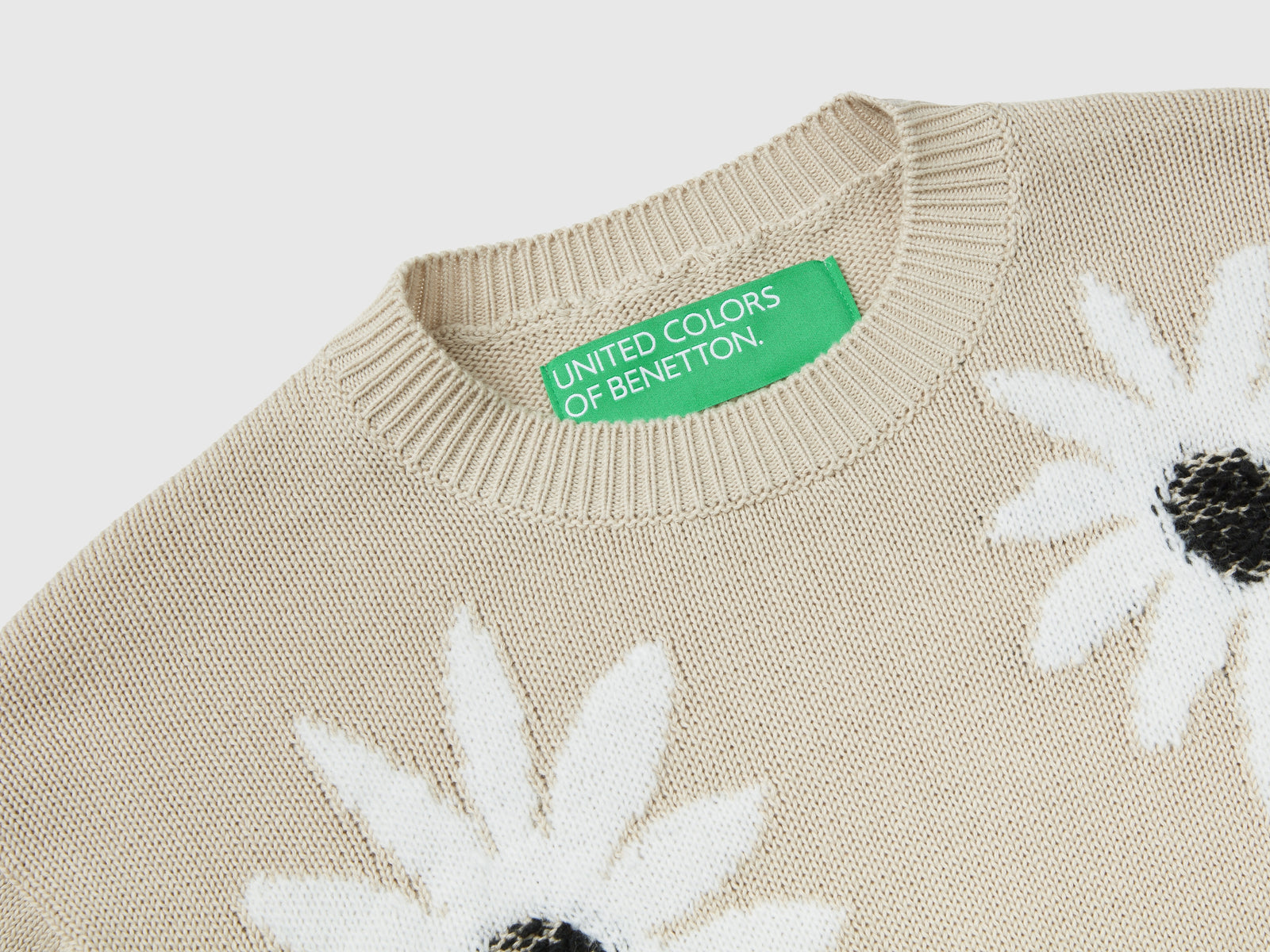 Maglione con intarsi fiori da donna beige 3 | Benetton Outlet