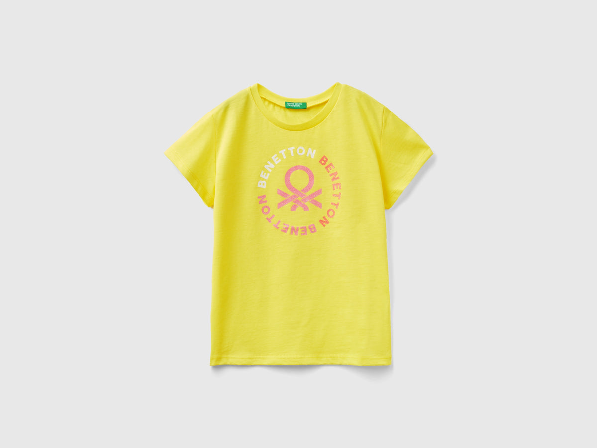 T-shirt con logo glitter in cotone bio