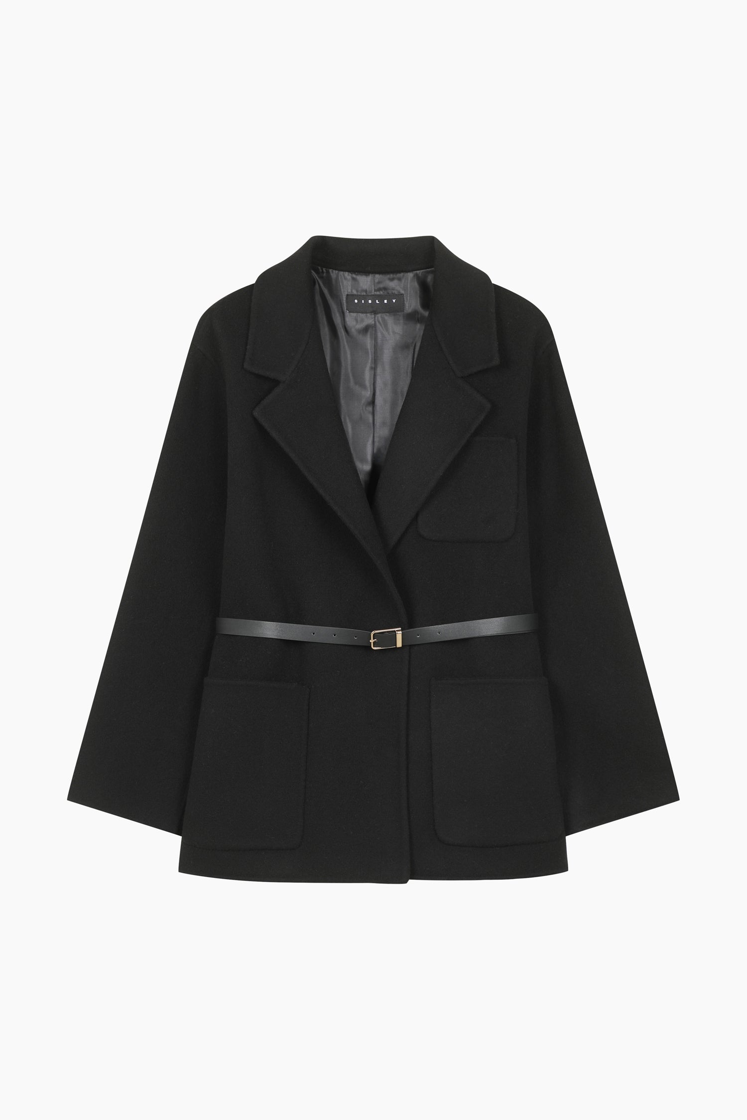Cappotto corto con cintura da donna nero | Sisley Outlet