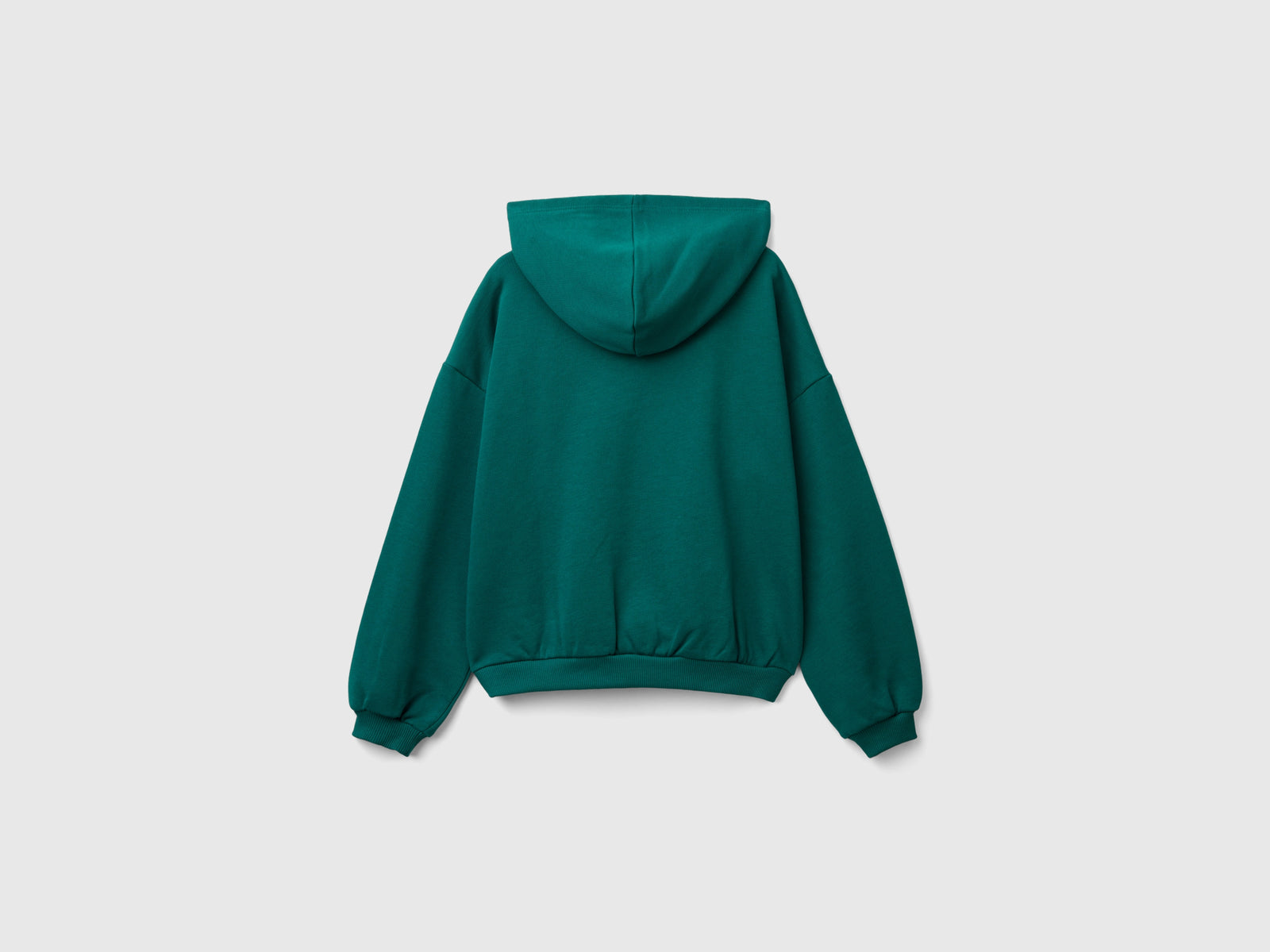 Felpa con cappuccio 100% cotone da bambina verde scuro 2 | Benetton Outlet