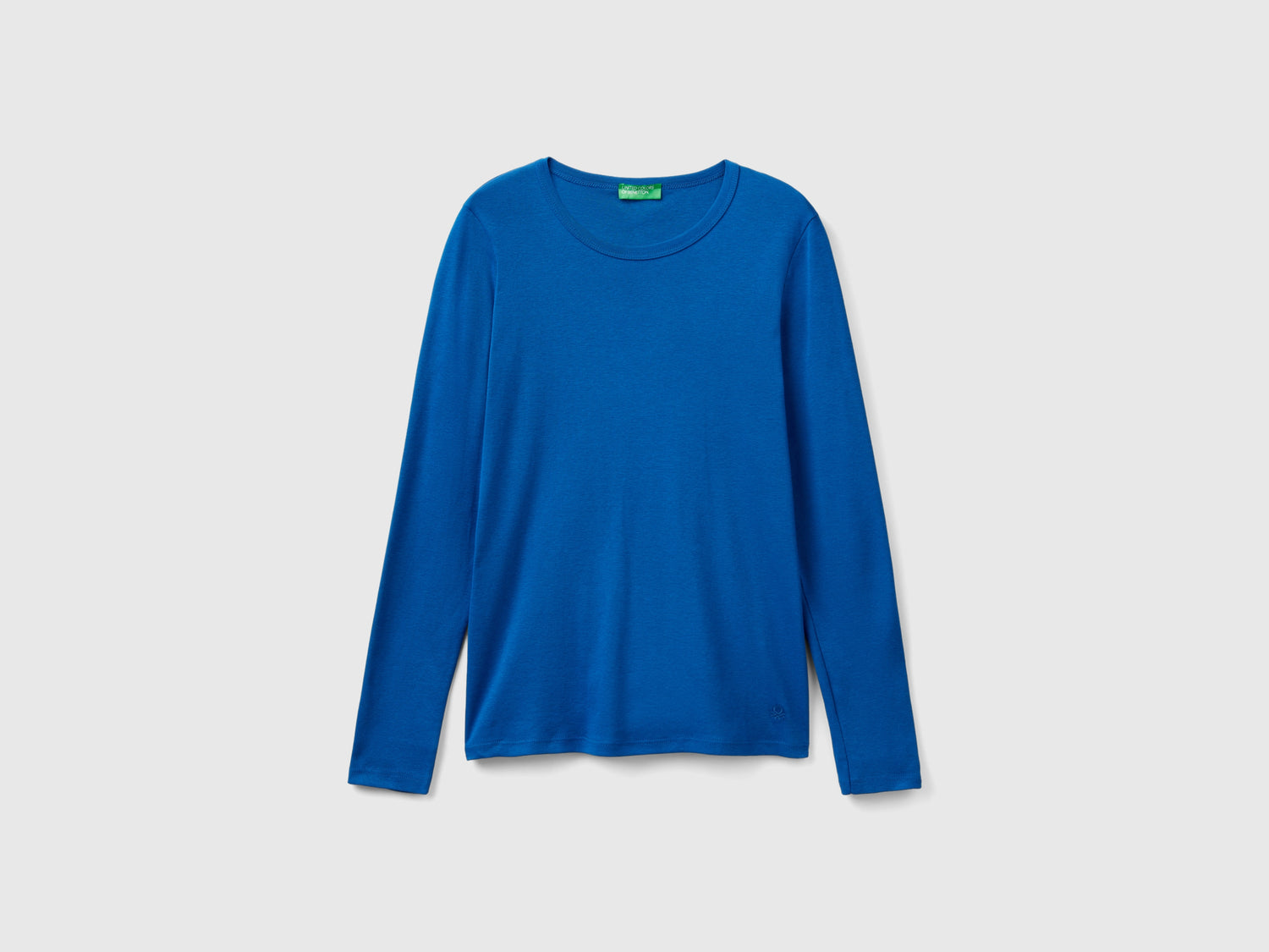 T-shirt a manica lunga in puro cotone da donna avio | Benetton Outlet