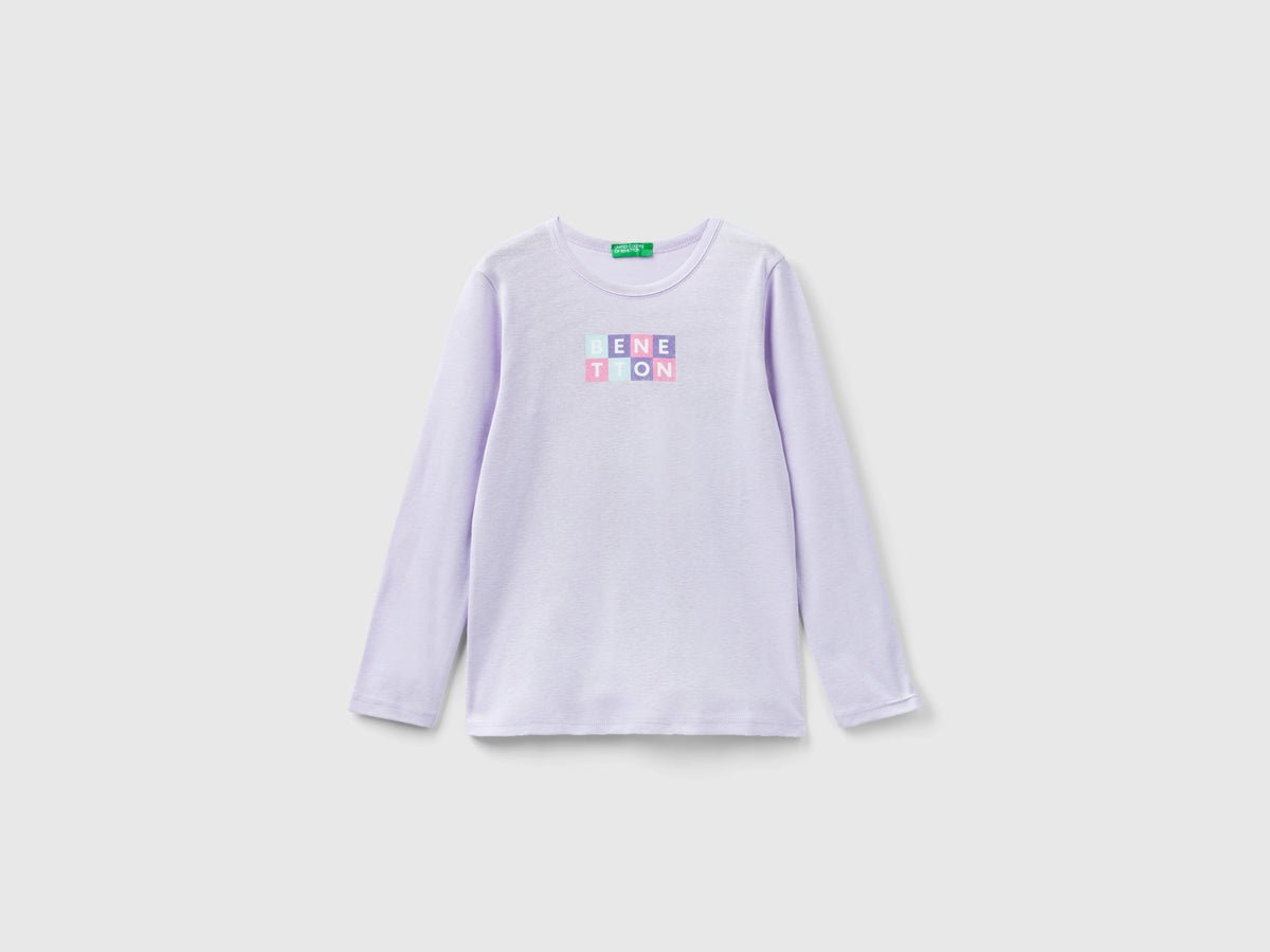 T-shirt manica lunga con stampa glitter