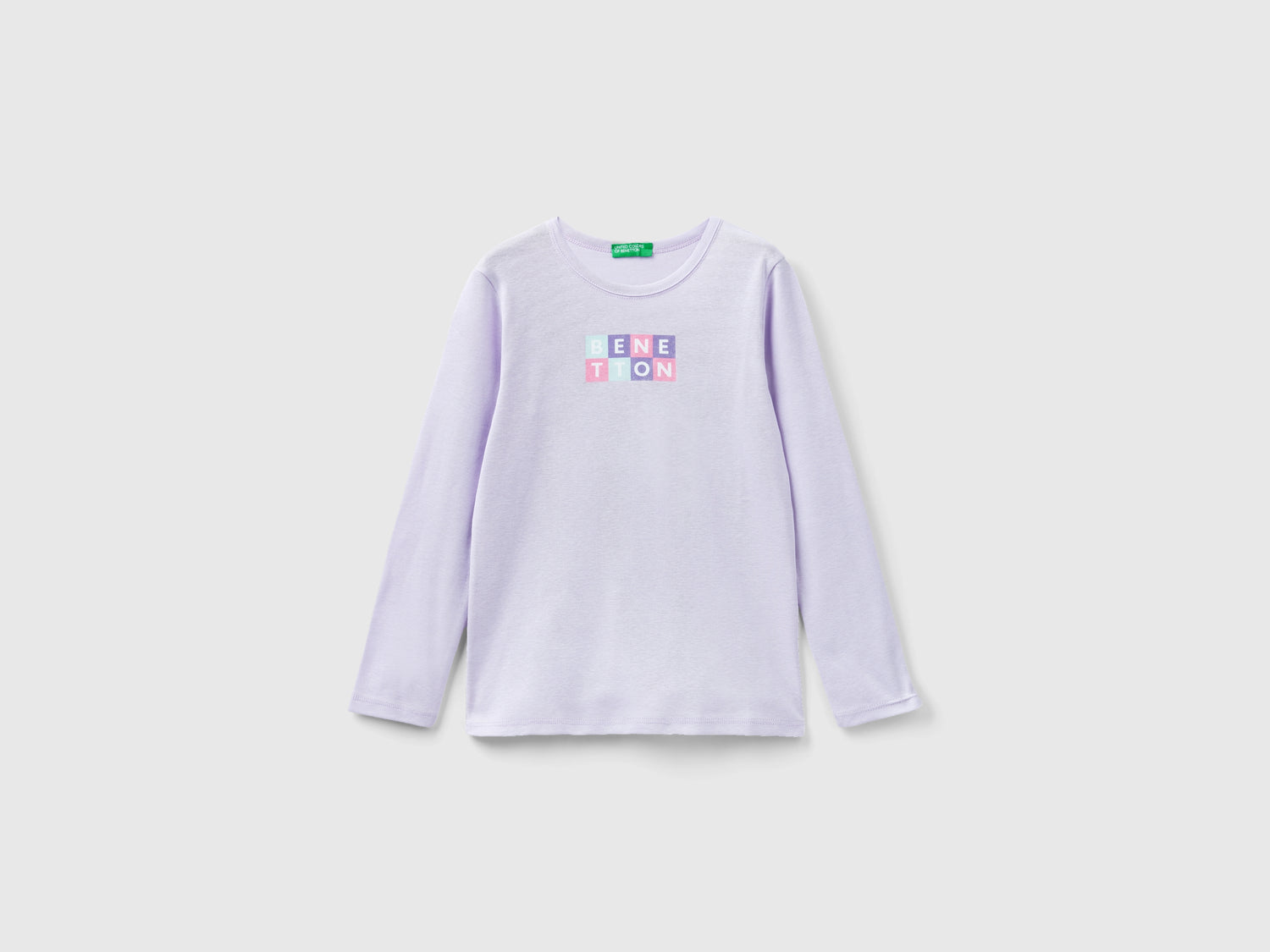T-shirt manica lunga con stampa glitter da bambina lilla | Benetton Outlet