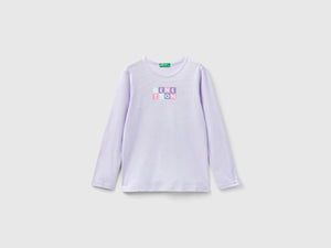 T-shirt manica lunga con stampa glitter