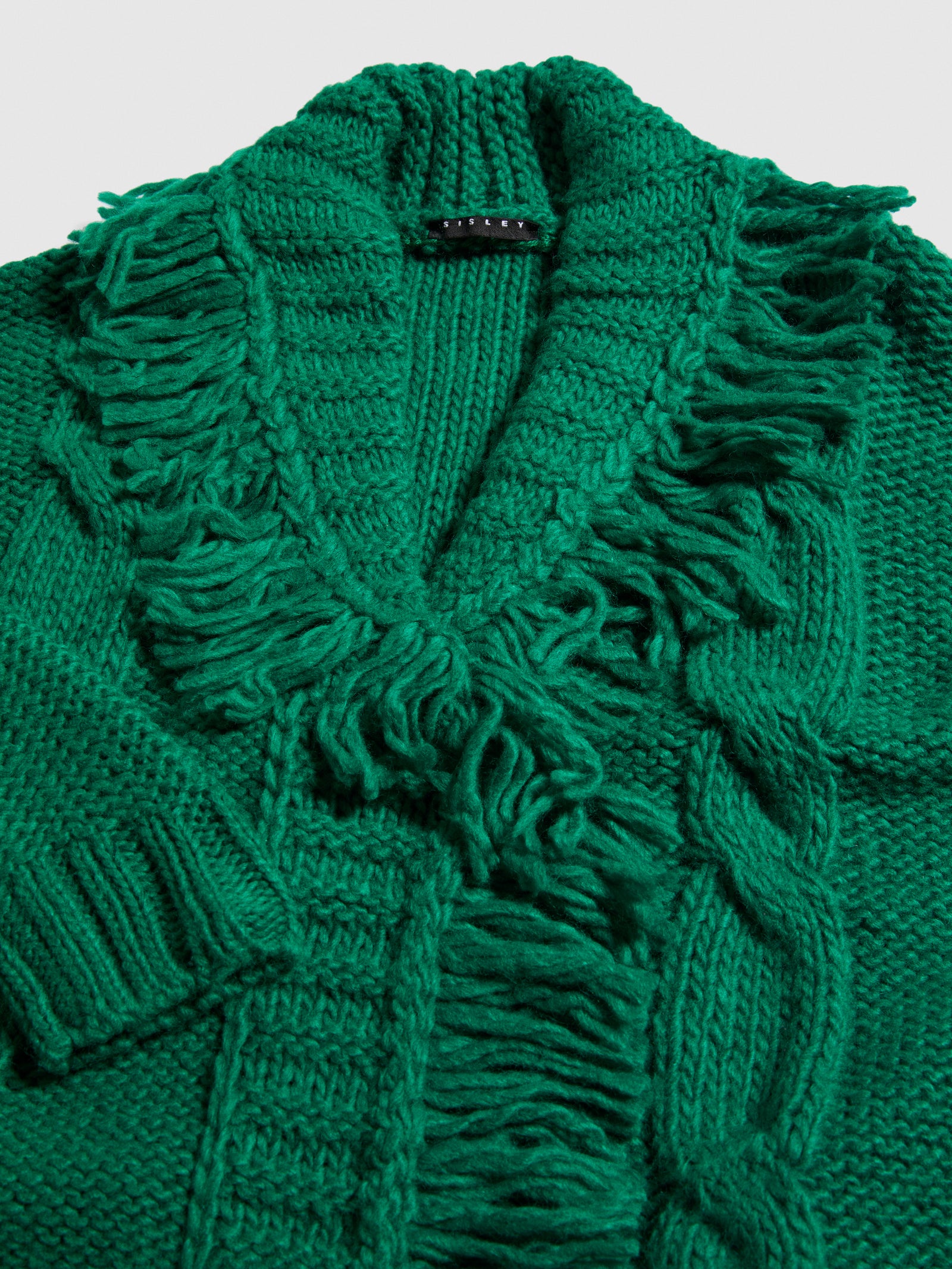 Cardigan con frange da bambina verde 2 | Sisley young Outlet