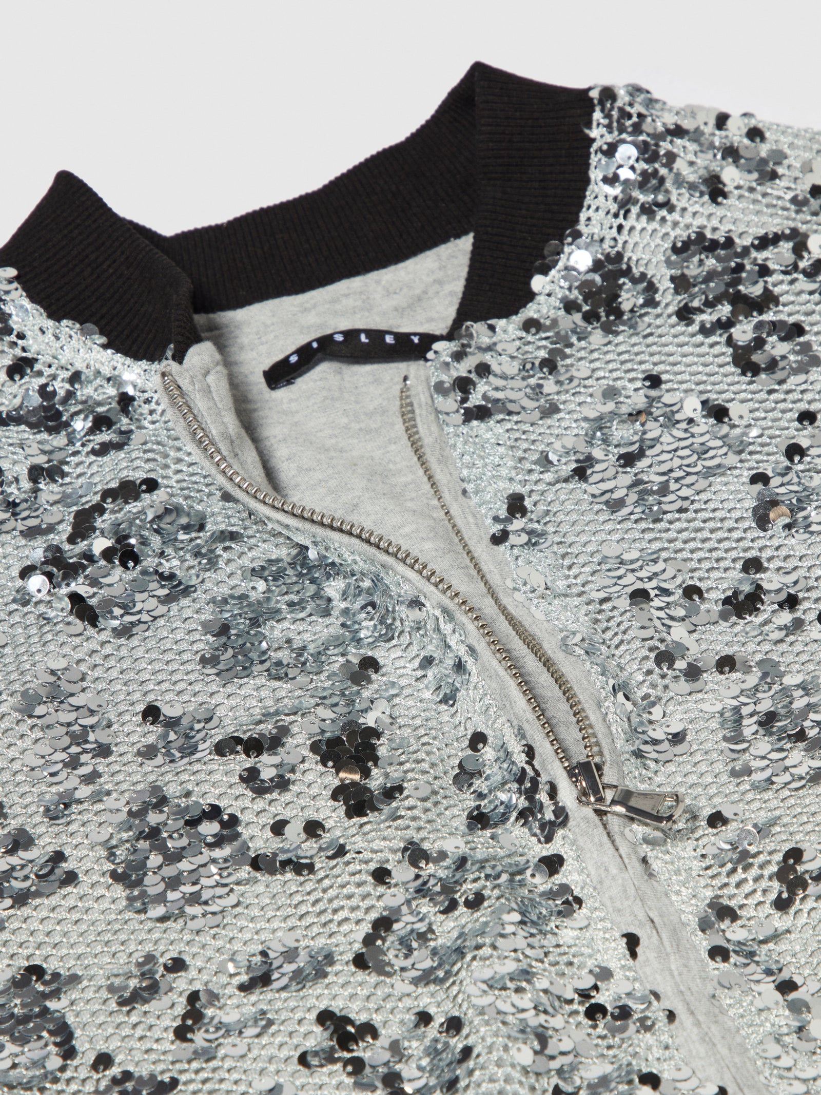 Bomber in rete e paillettes da bambina argento 2 | Sisley young Outlet