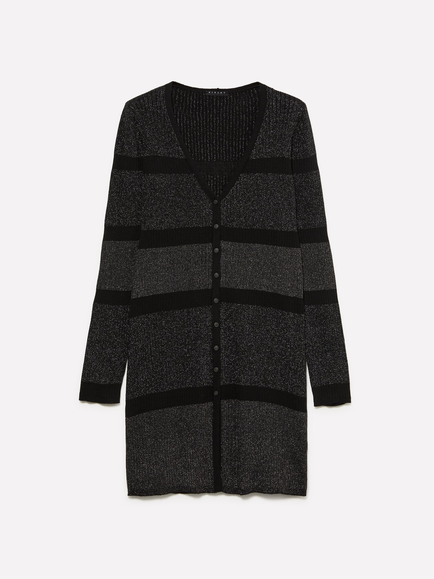 Cardigan color block con lurex da donna nero | Sisley Outlet