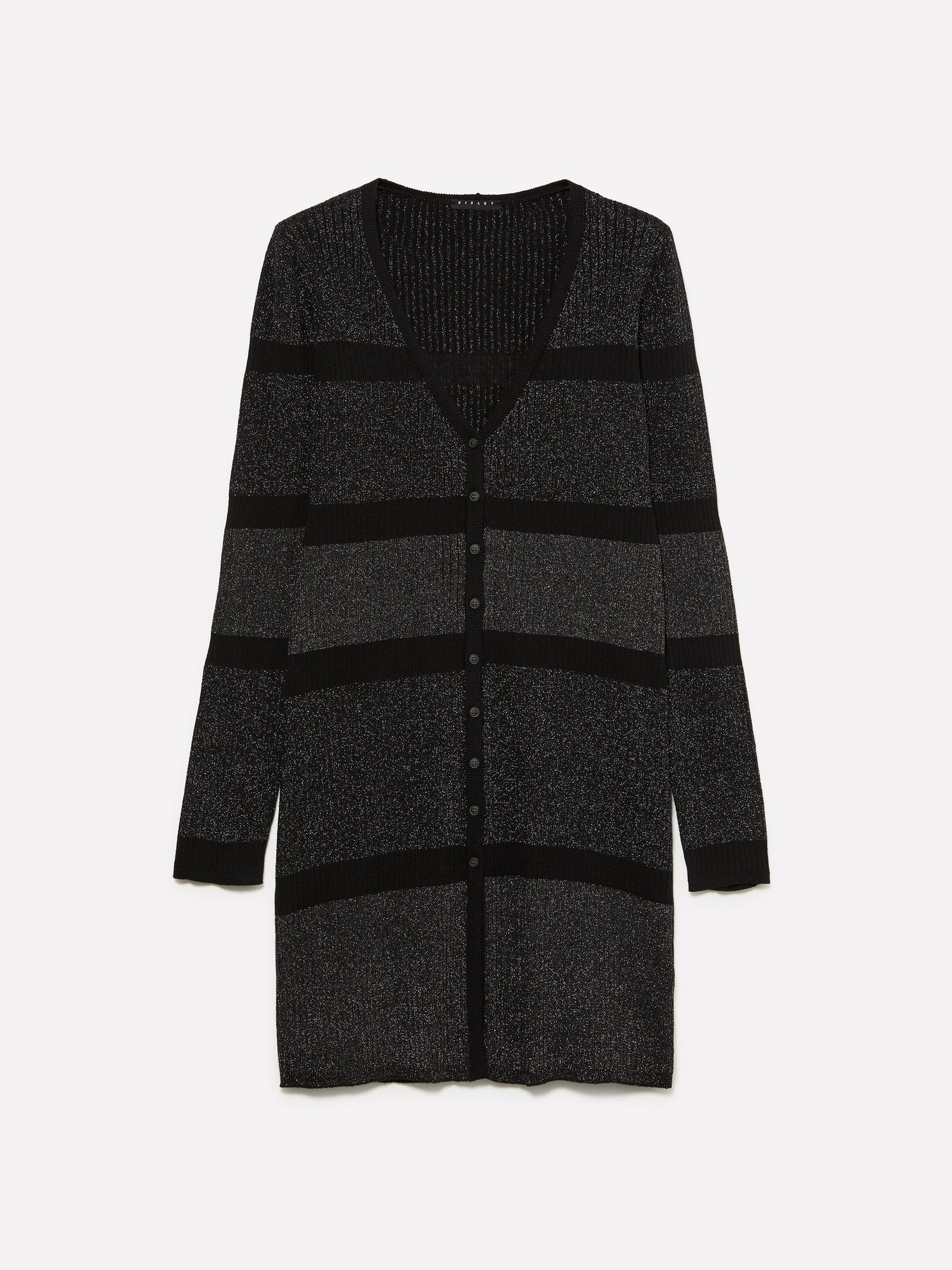 Cardigan color block con lurex da donna nero | Sisley Outlet