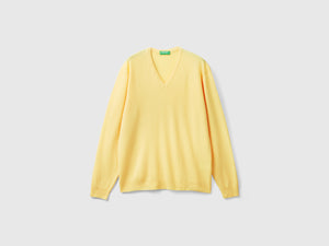 Maglia scollo a V in pura lana Merino