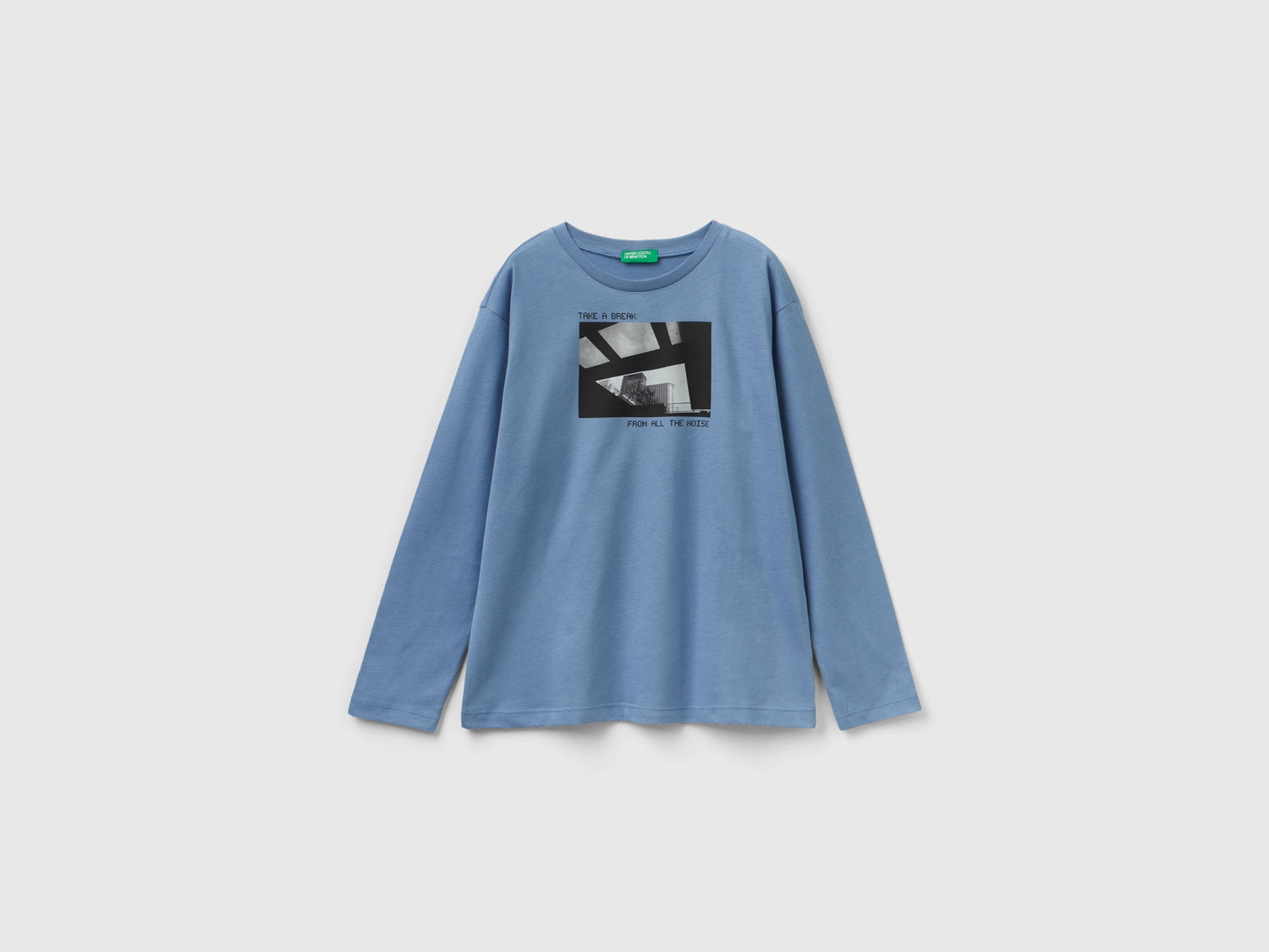 Calda t-shirt con stampa fotografica da bambino azzurro | Benetton Outlet