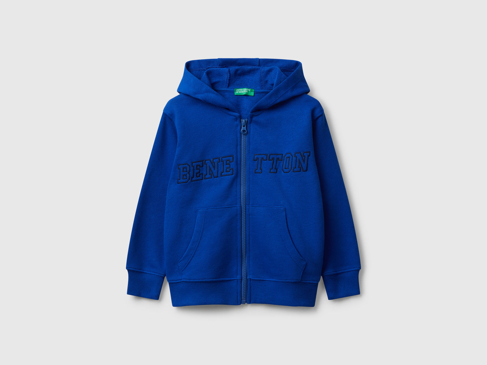 Felpa con cappuccio e ricamo da bimbo bluette | Benetton Outlet