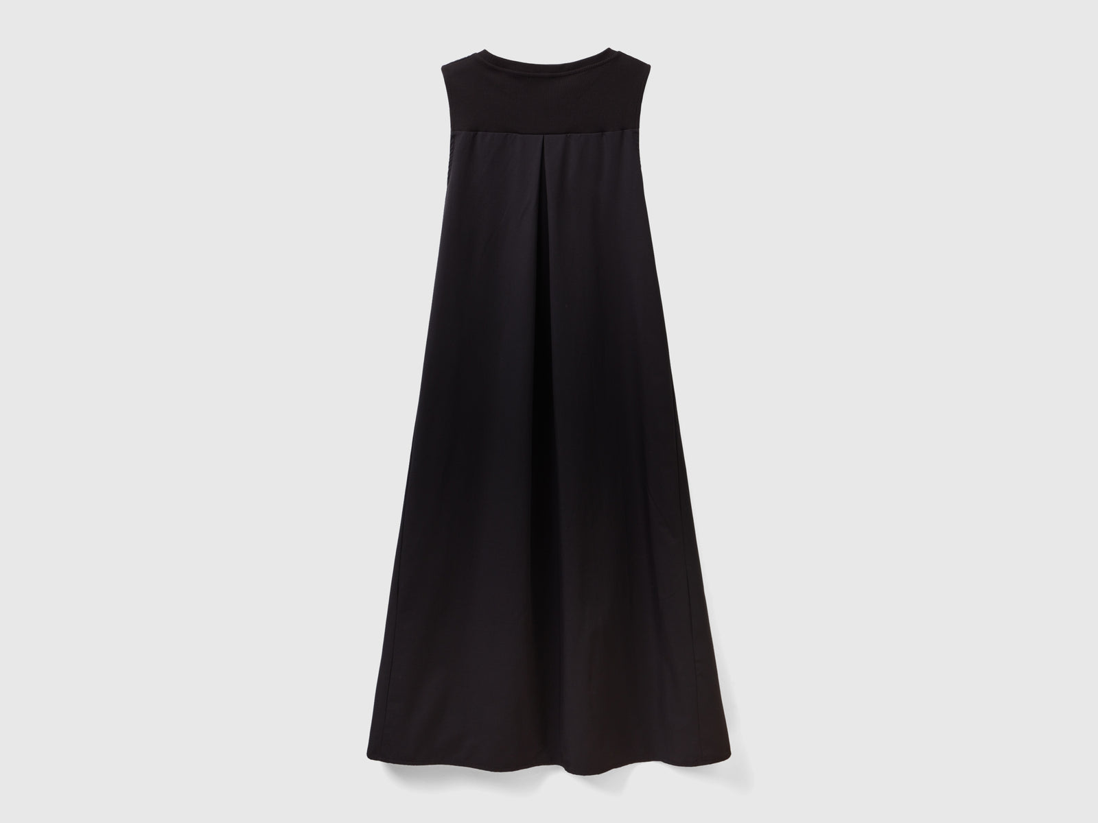 Abito girocollo smanicato in misto cotone con taglio leggermente svasato da donna nero 2 | Benetton Outlet
