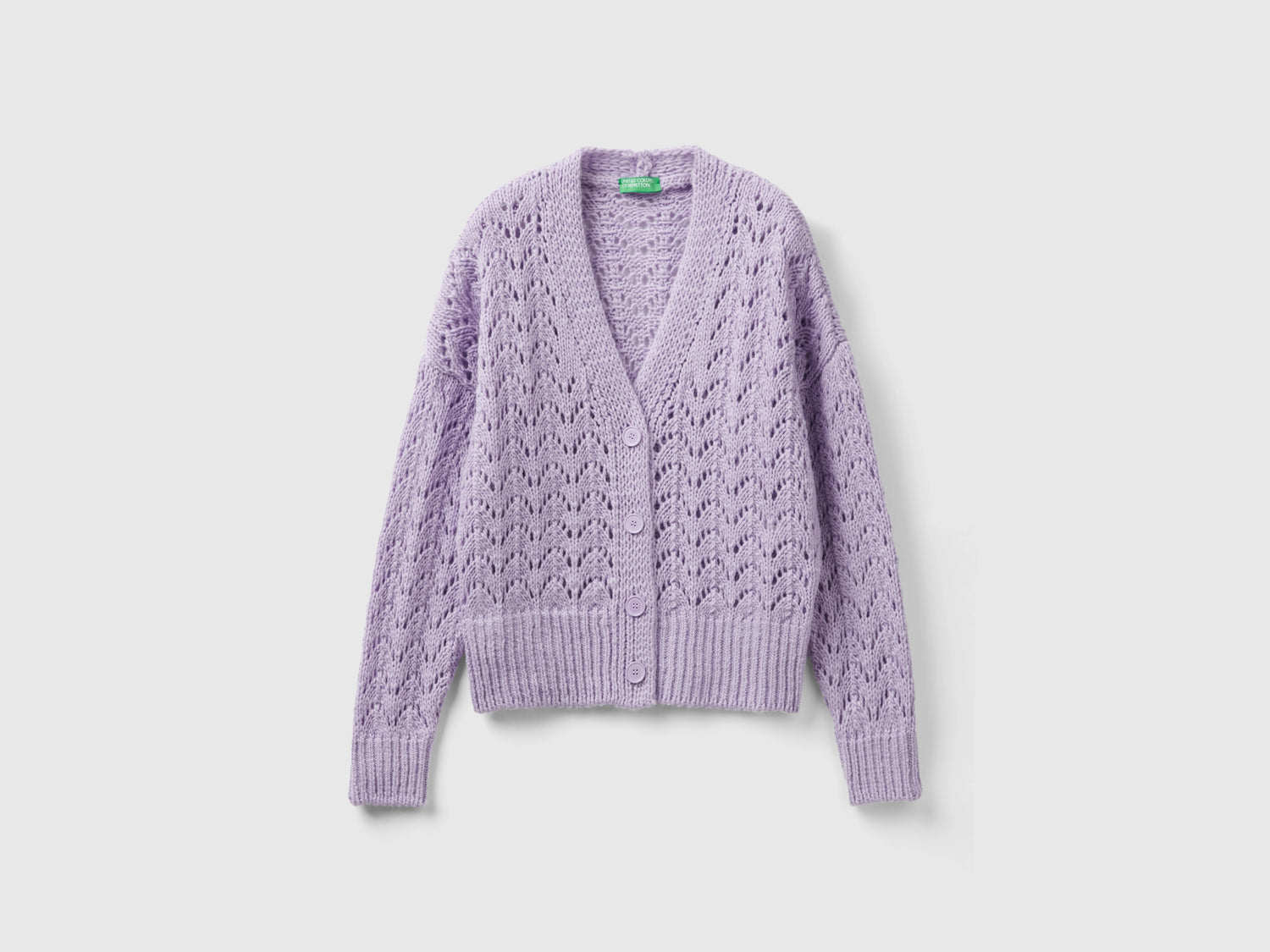 Cardigan effetto uncinetto da donna lilla | Benetton Outlet