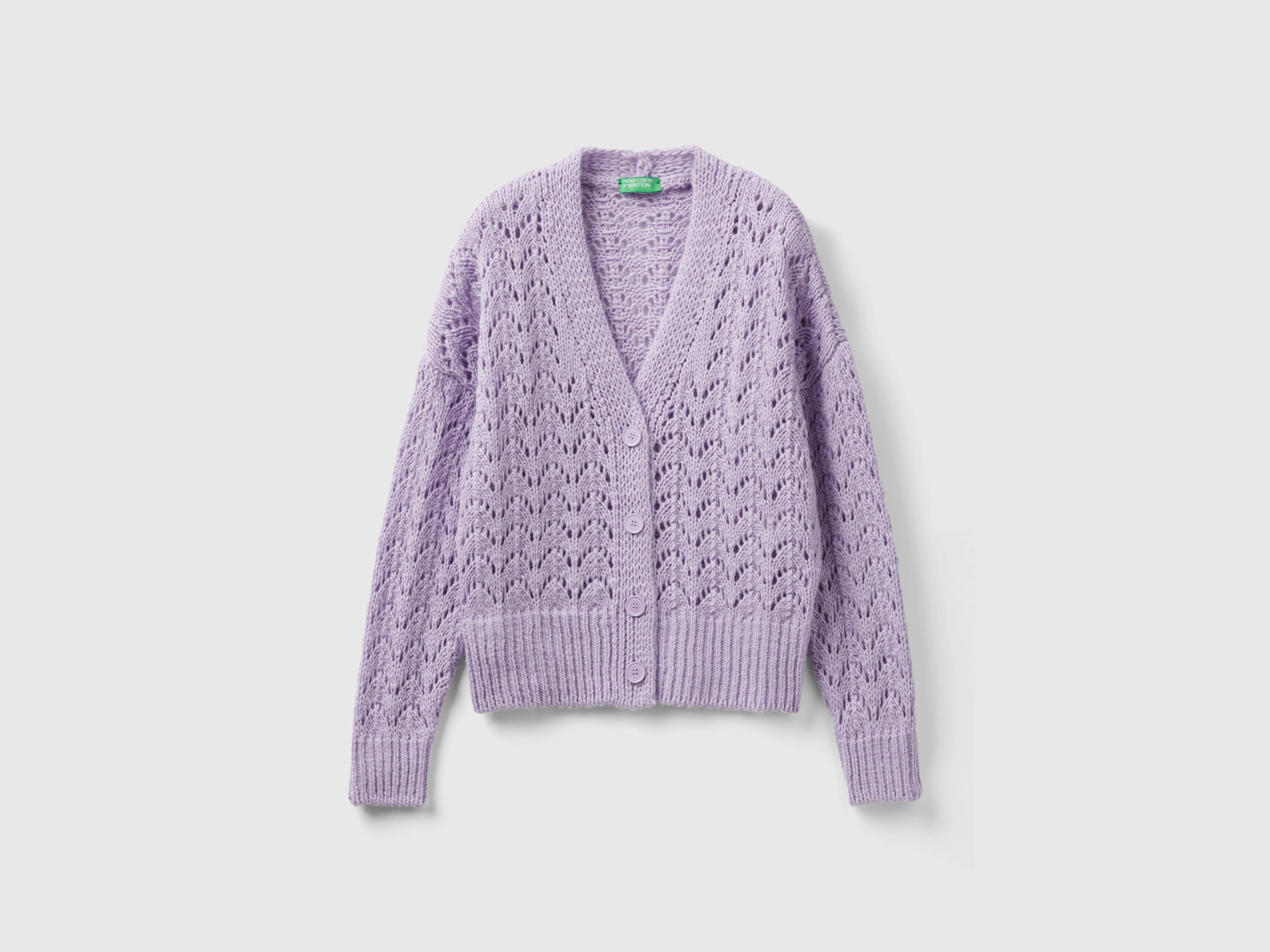 Cardigan effetto uncinetto da donna lilla | Benetton Outlet