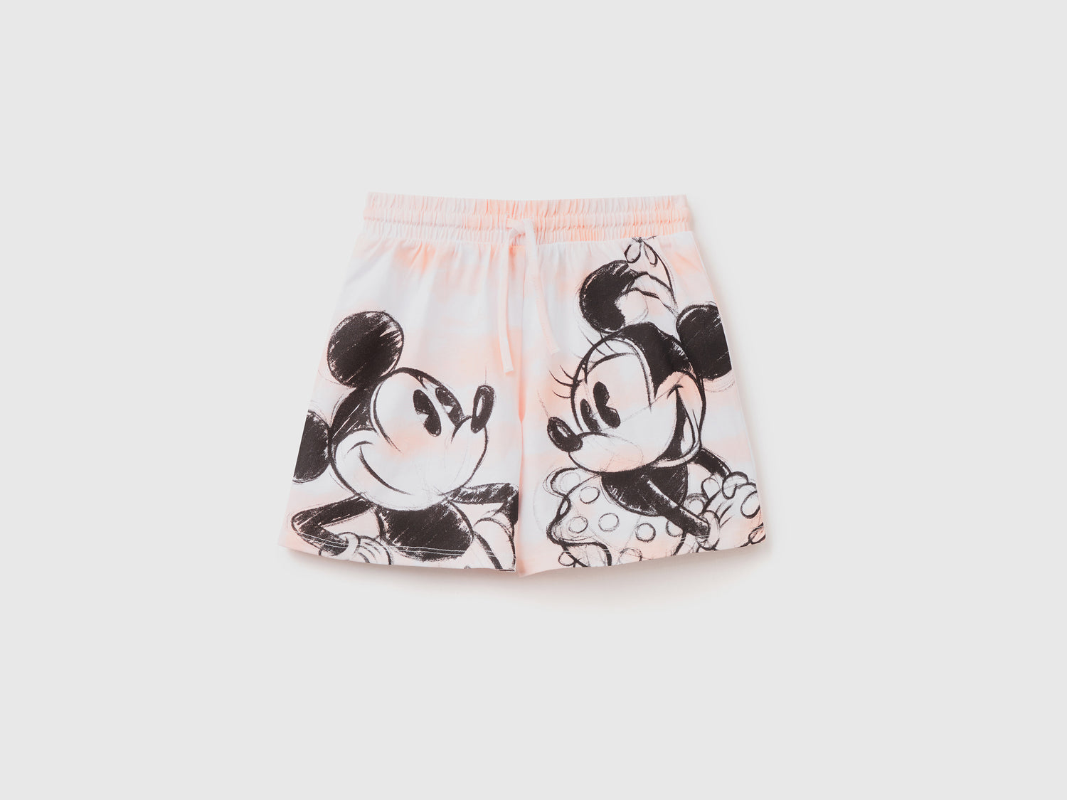 Pantaloni corti in puro cotone con stampa effetto tye-dye da bambina rosa tenue | Benetton Outlet