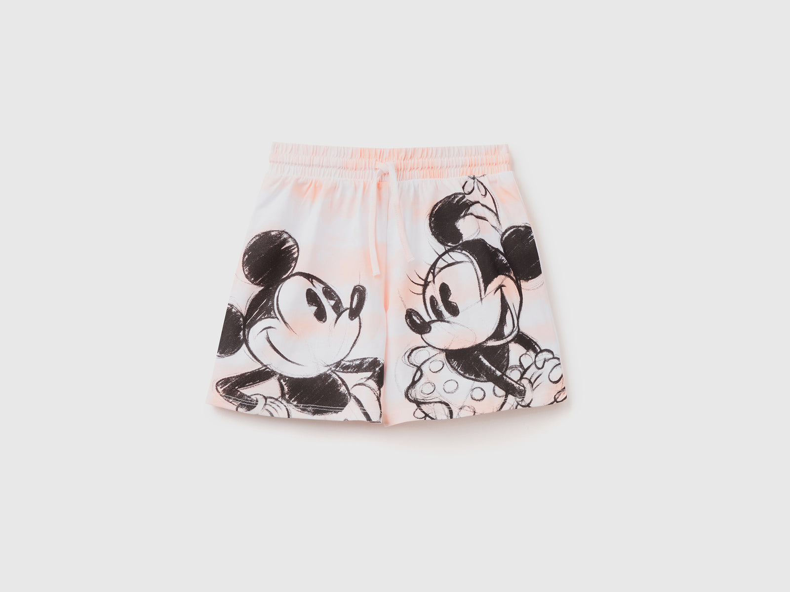 Pantaloni corti in puro cotone con stampa effetto tye-dye da bambina rosa tenue | Benetton Outlet